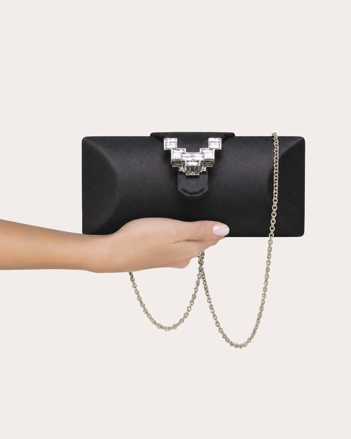 Tube Jewel Satin Clutch