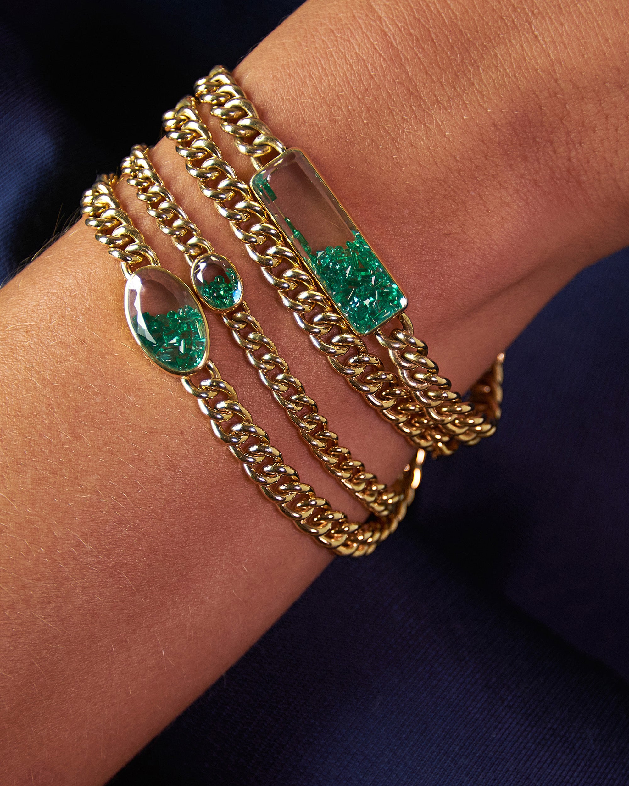 Emerald & 18k Gold Unidinho Shaker Link Bracelet