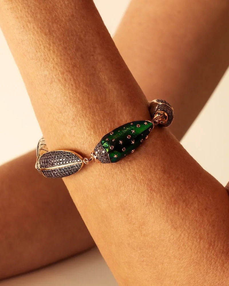Big Scarab Wing Pavé Bracelet