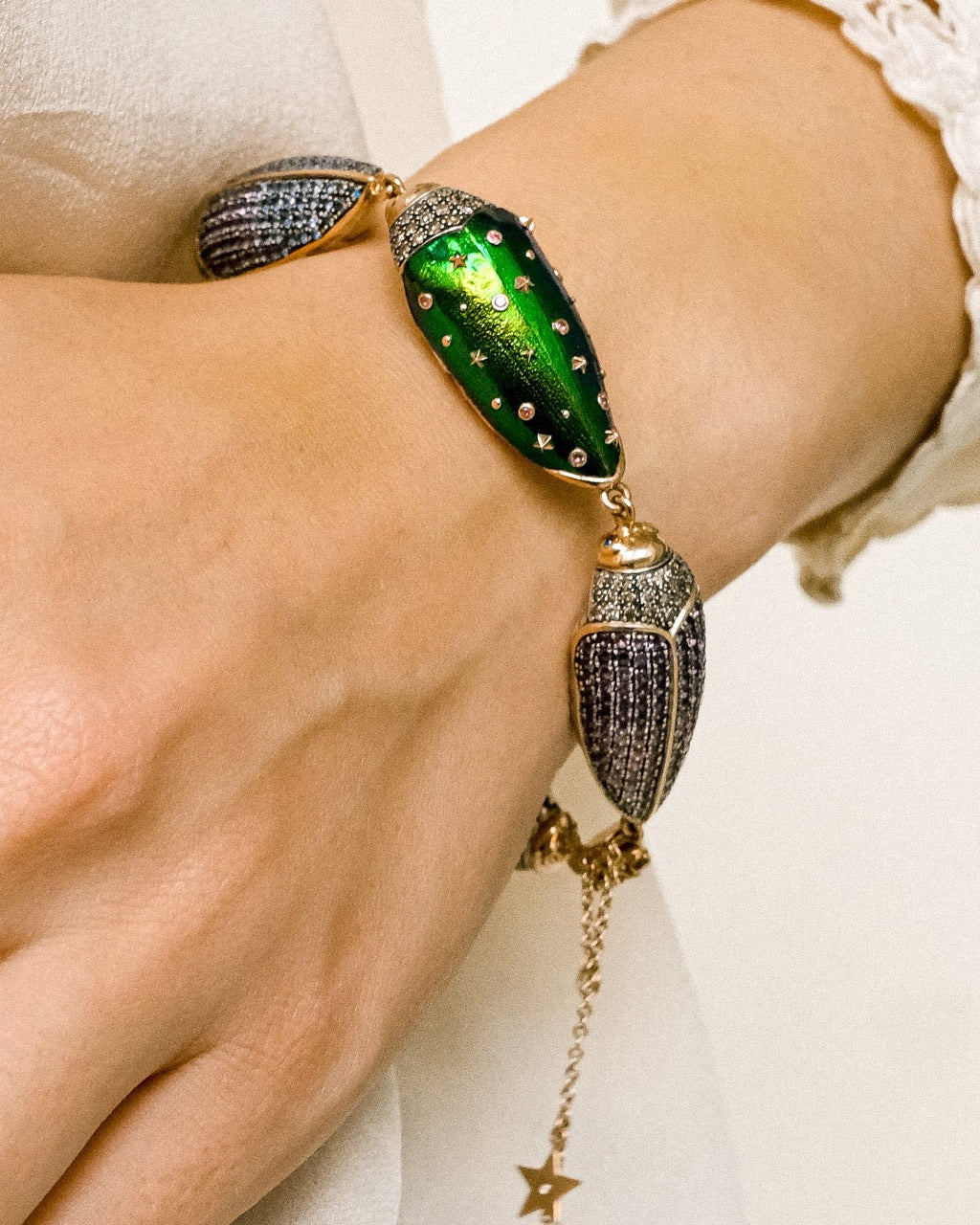 Big Scarab Wing Pavé Bracelet