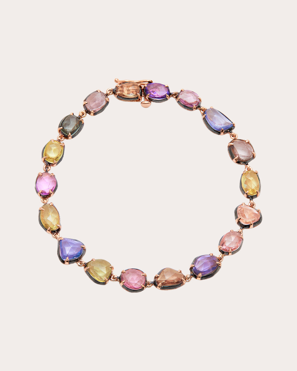 Multicolor Sapphire & 18k Rose Gold Blossom Bracelet
