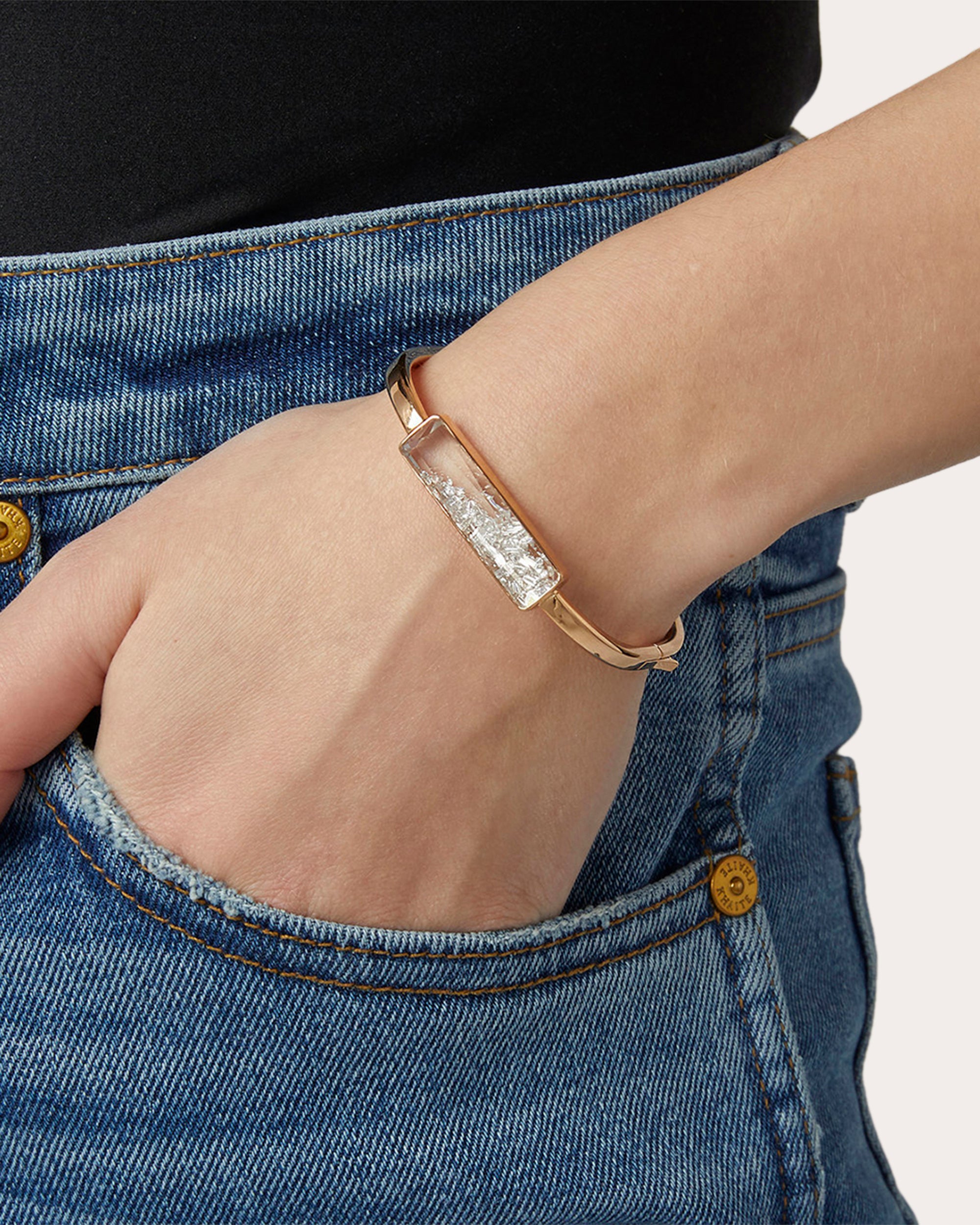 Core 18K Gold Crystal and Diamond Shaker Bangle