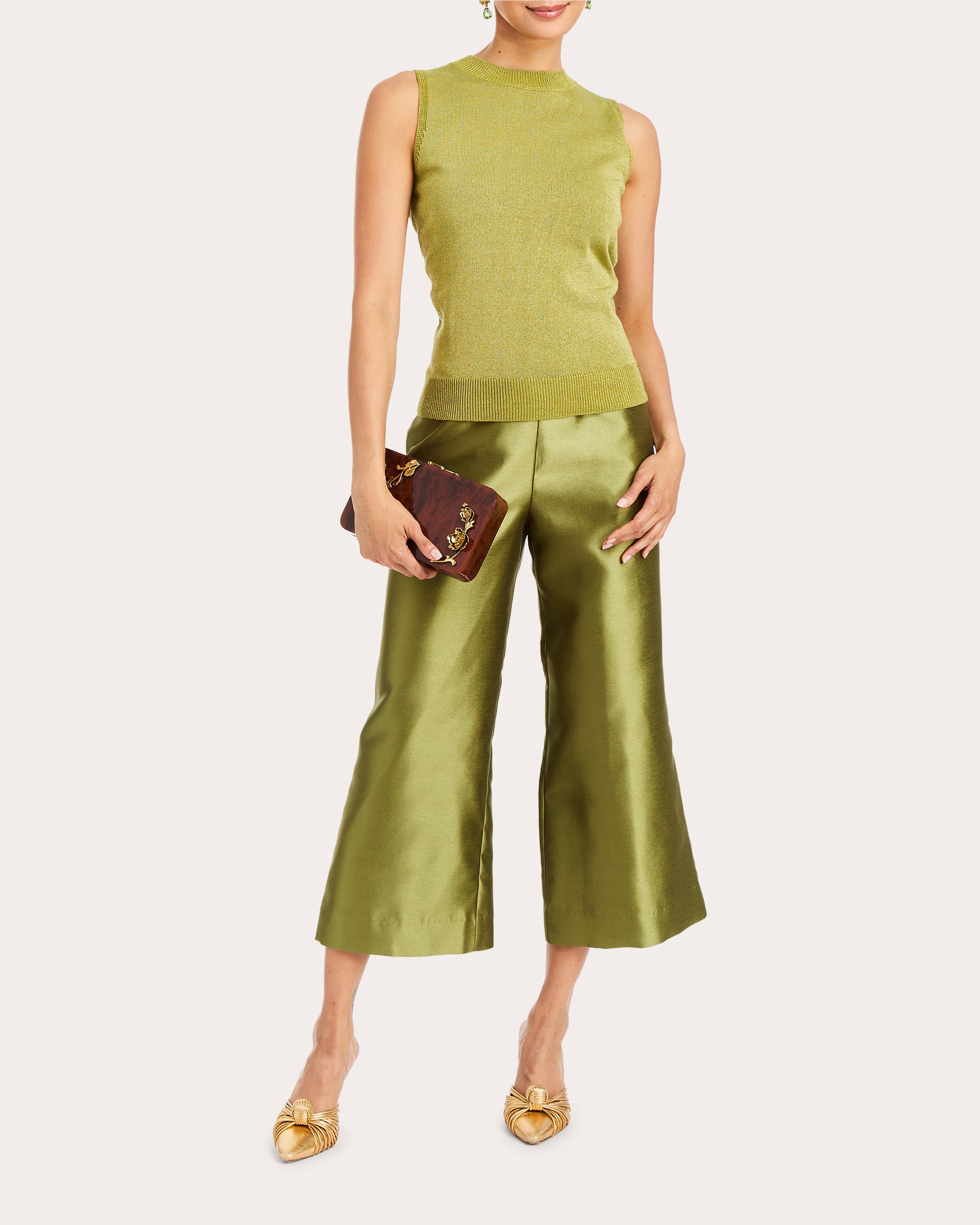 Blake Cropped Dupioni Flared Pants