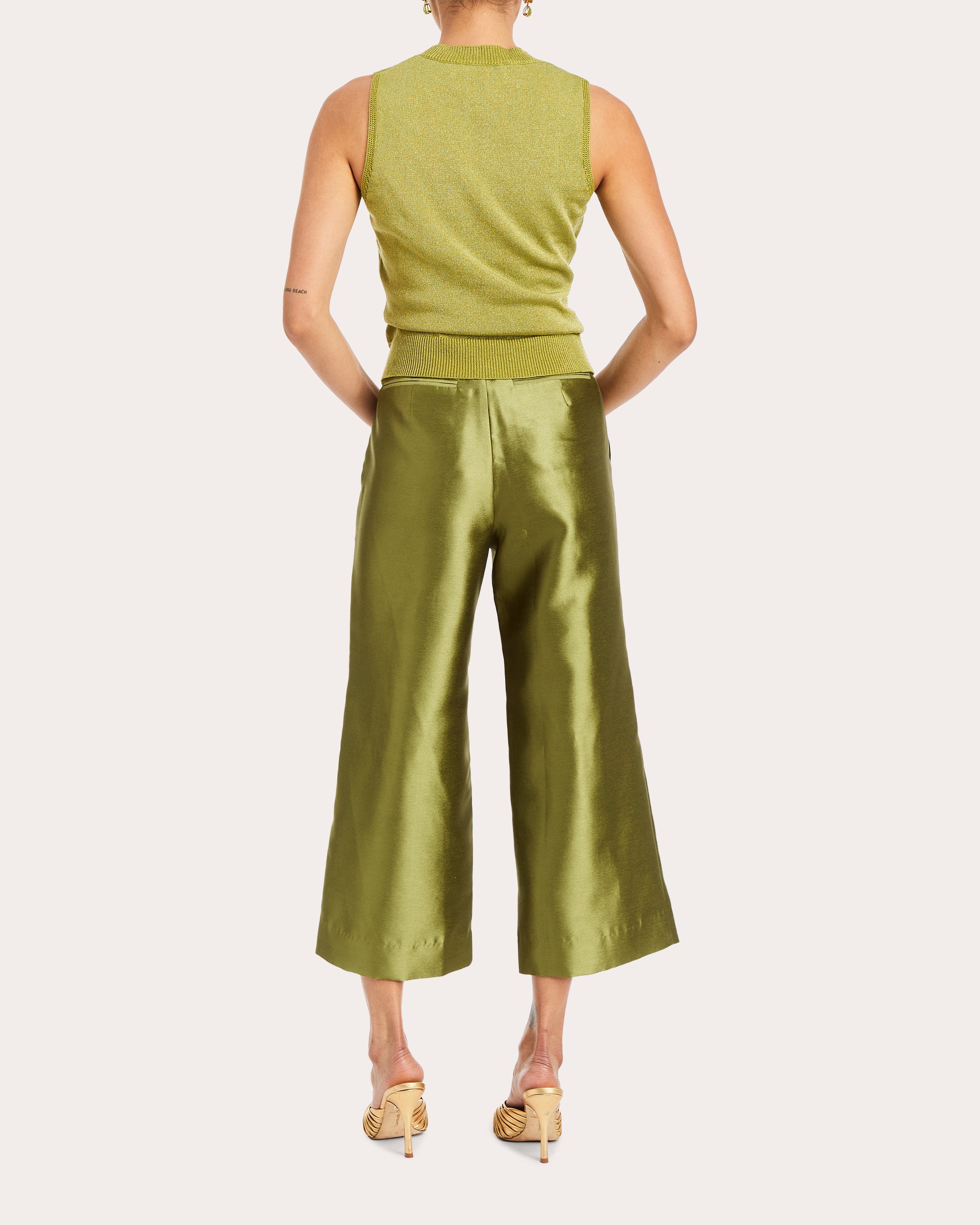 Blake Cropped Dupioni Flared Pants