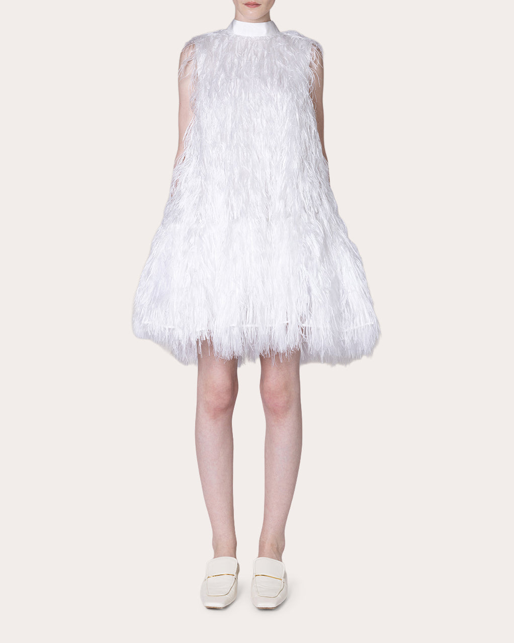 Odette Feathered Drop-Waist Dress
