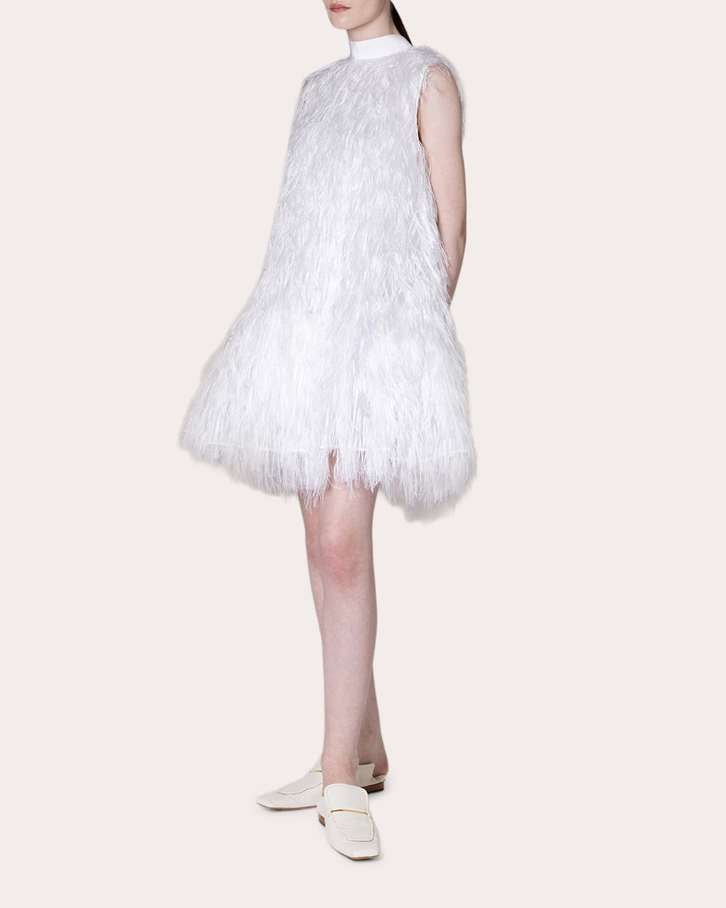 Odette Feathered Drop-Waist Dress
