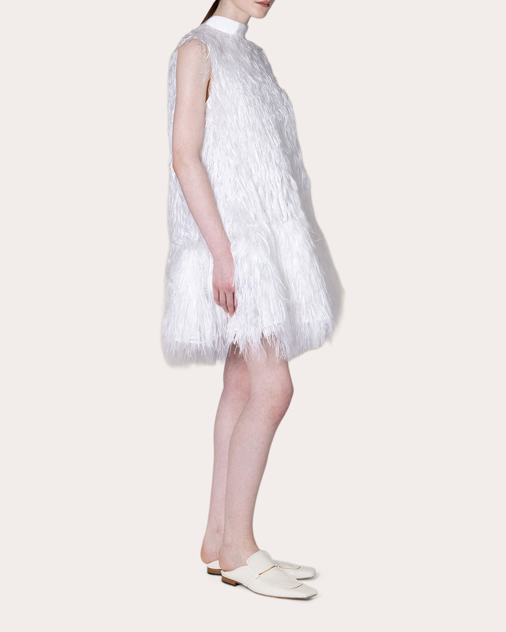 Odette Feathered Drop-Waist Dress