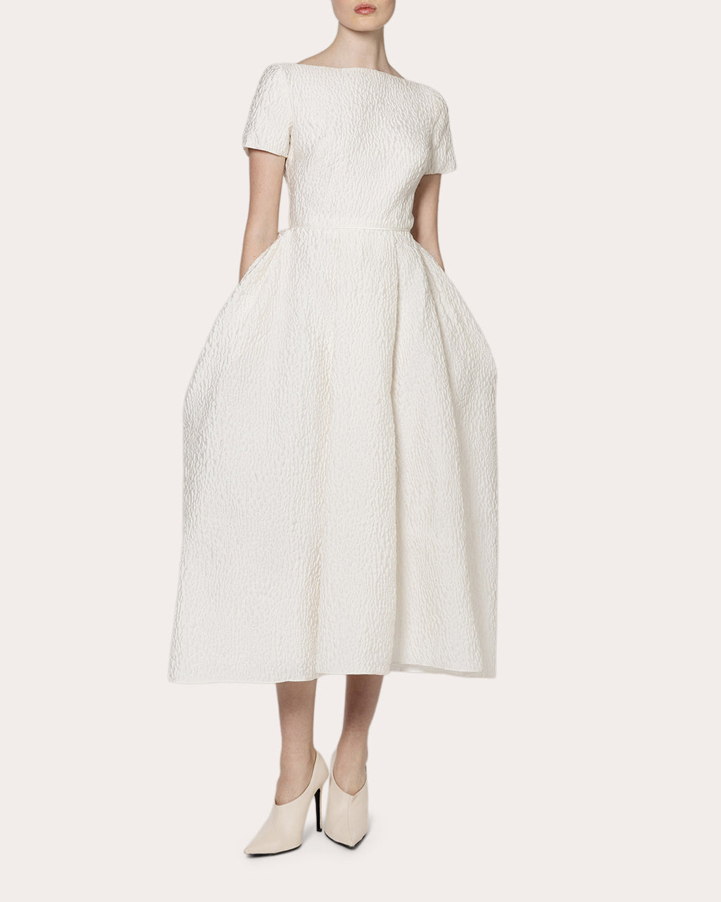 Vaela Cloqué Fit & Flare Midi Dress