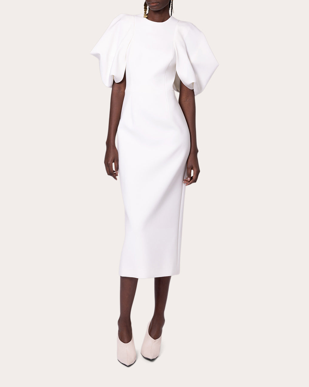 Calita Crepe Puff-Sleeve Midi Dress