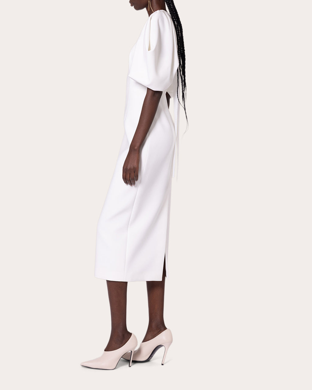 Calita Crepe Puff-Sleeve Midi Dress