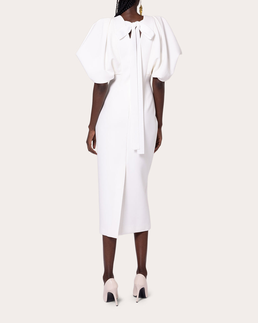 Calita Crepe Puff-Sleeve Midi Dress