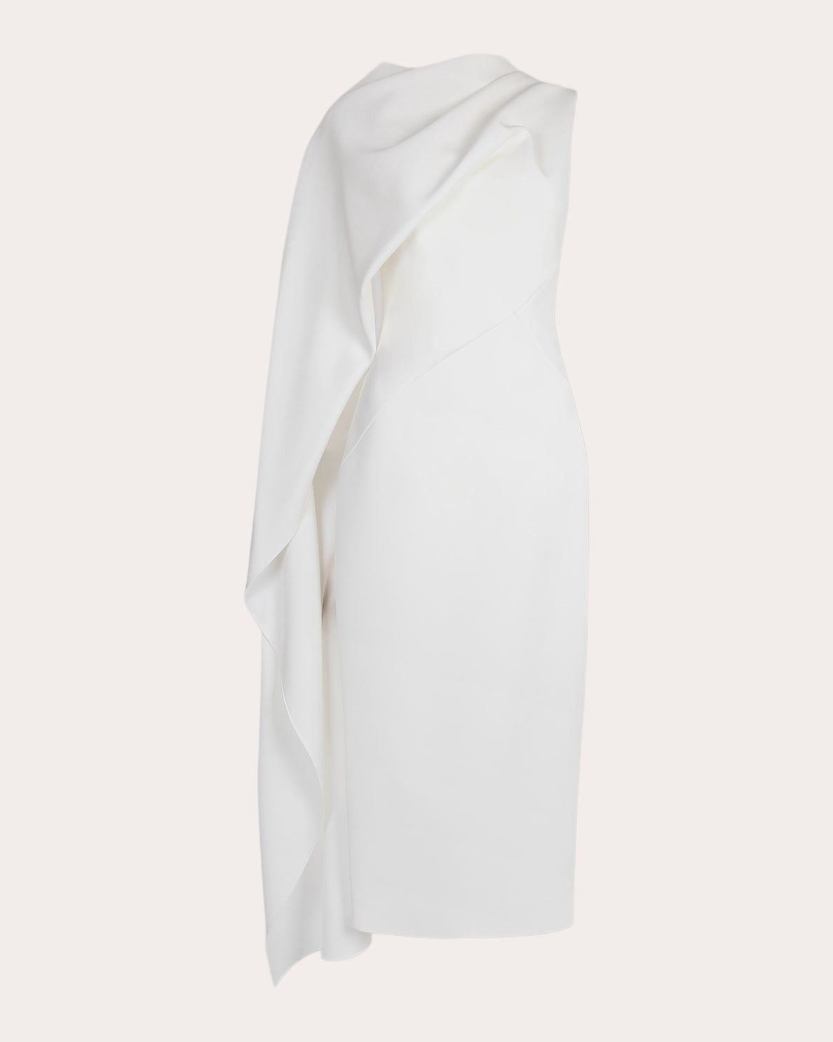 Edith Crepe Asymmetric Cape Midi Dress