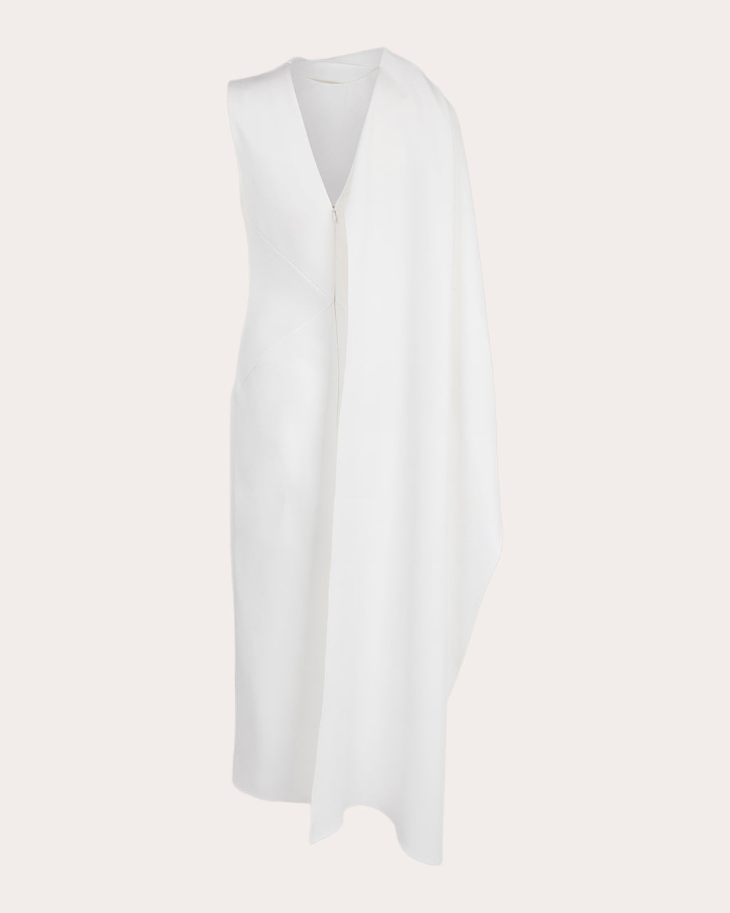 Edith Crepe Asymmetric Cape Midi Dress