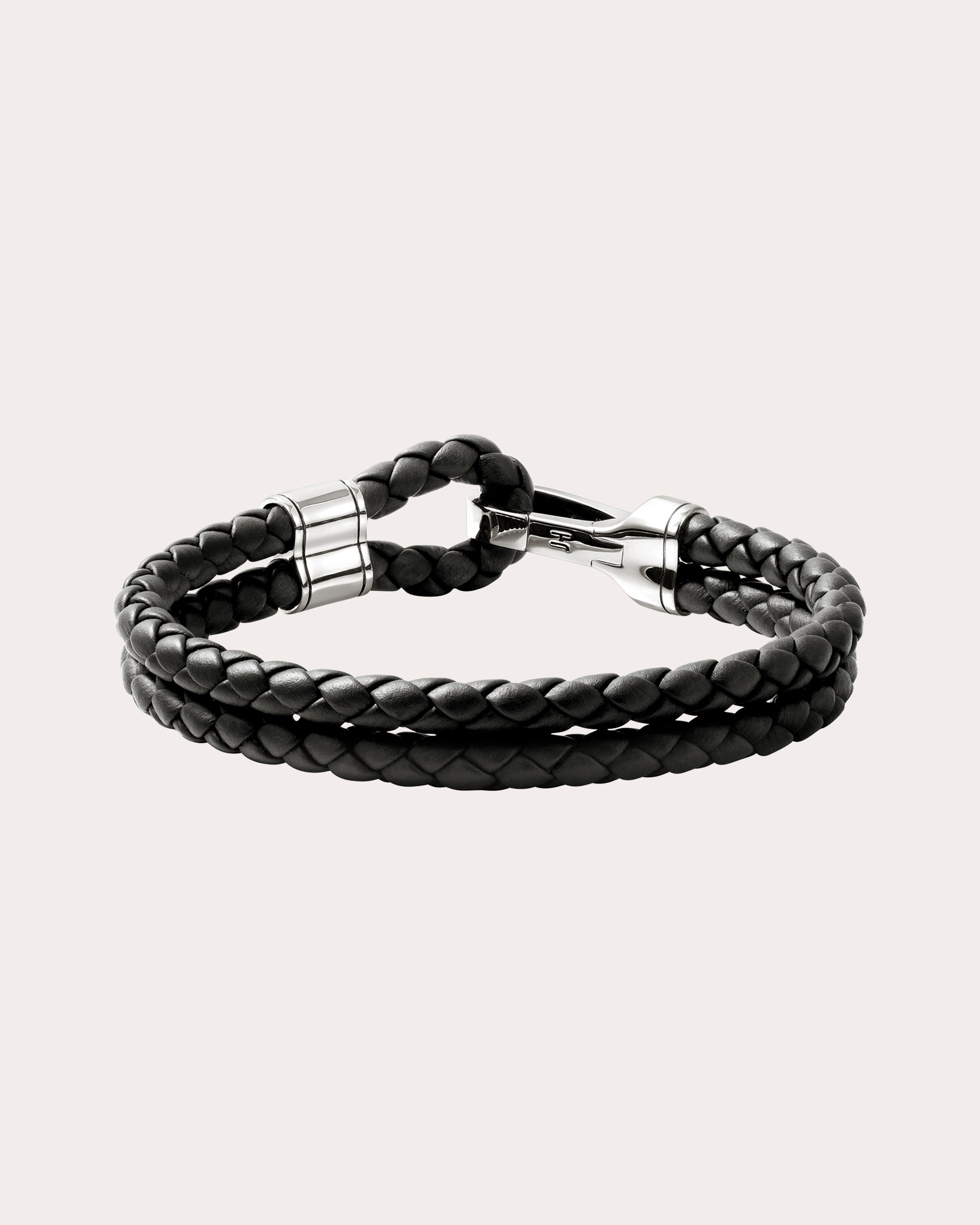 Leather Double Hook Clasp Bracelet