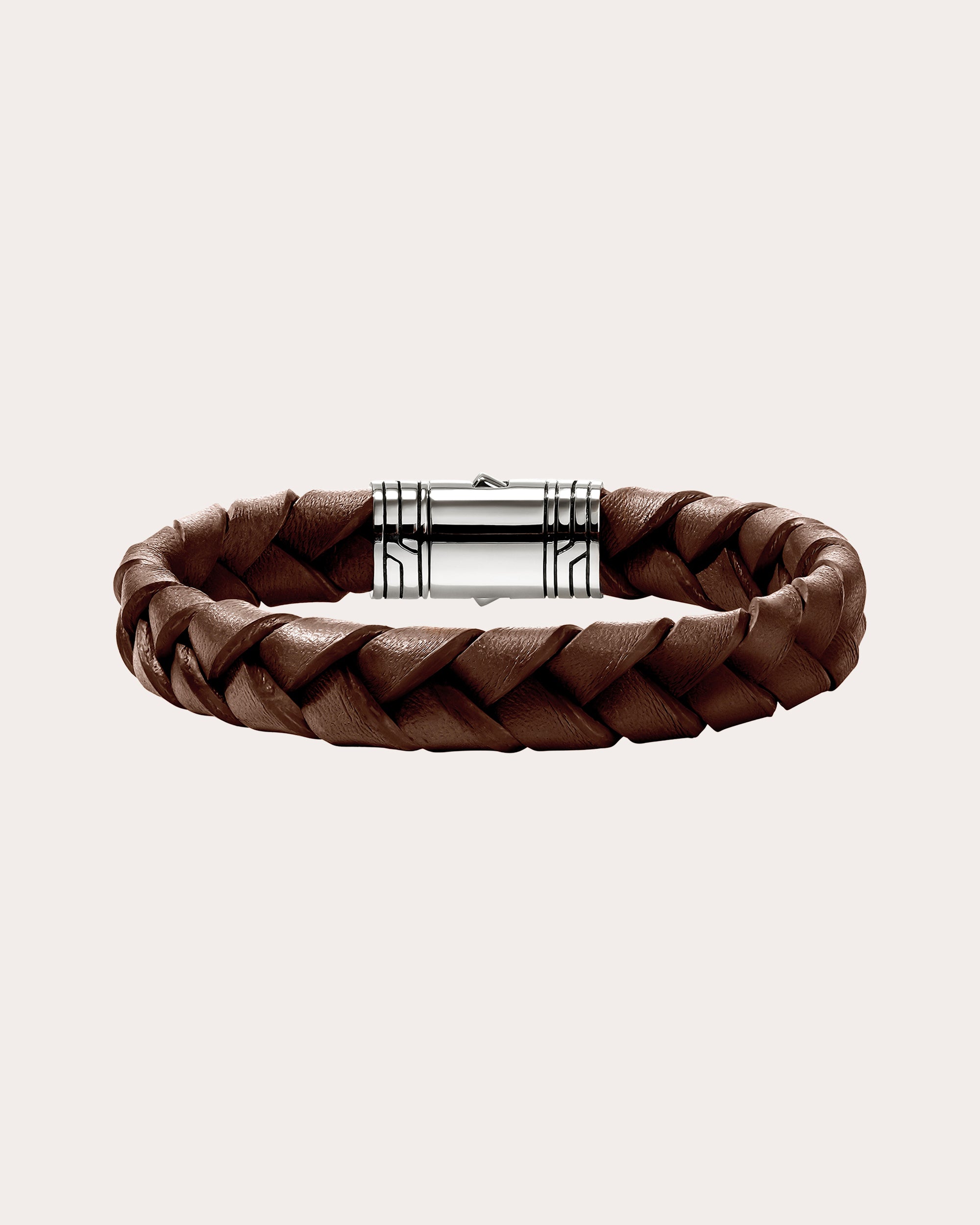 Brown Braided Leather Bracelet