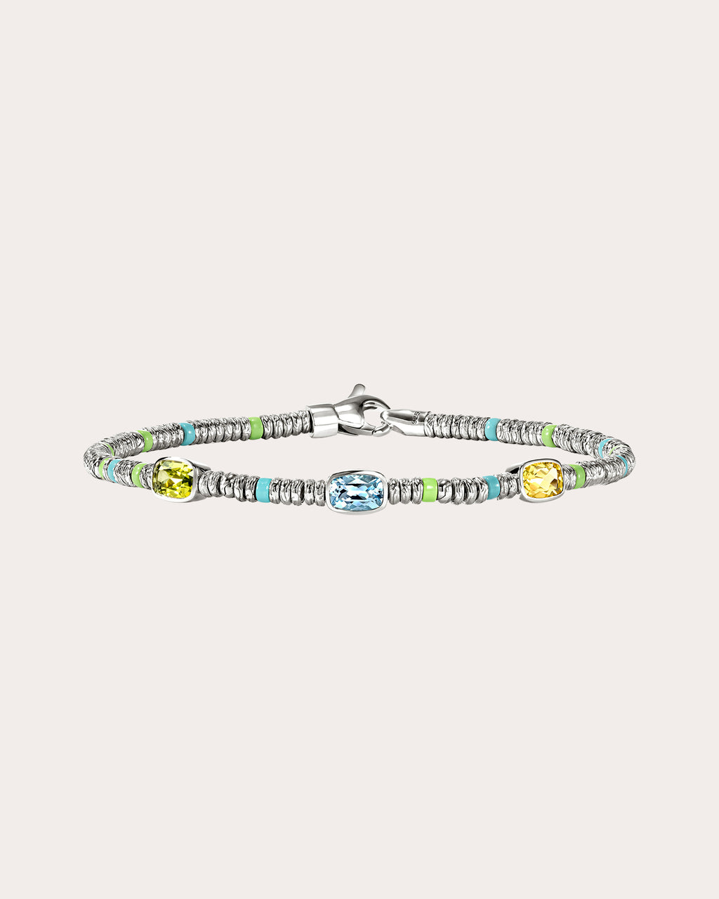 Peridot & Lemon Quartz Heishi Gem Bracelet