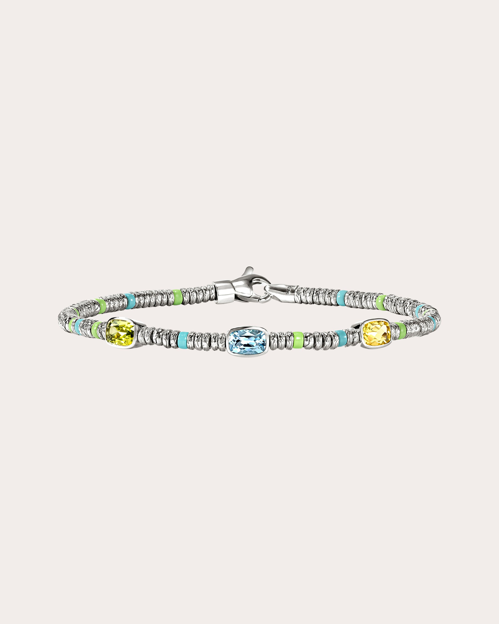Peridot & Lemon Quartz Heishi Gem Bracelet