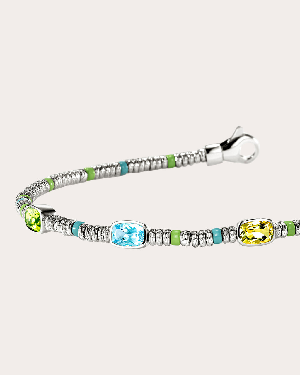 Peridot & Lemon Quartz Heishi Gem Bracelet