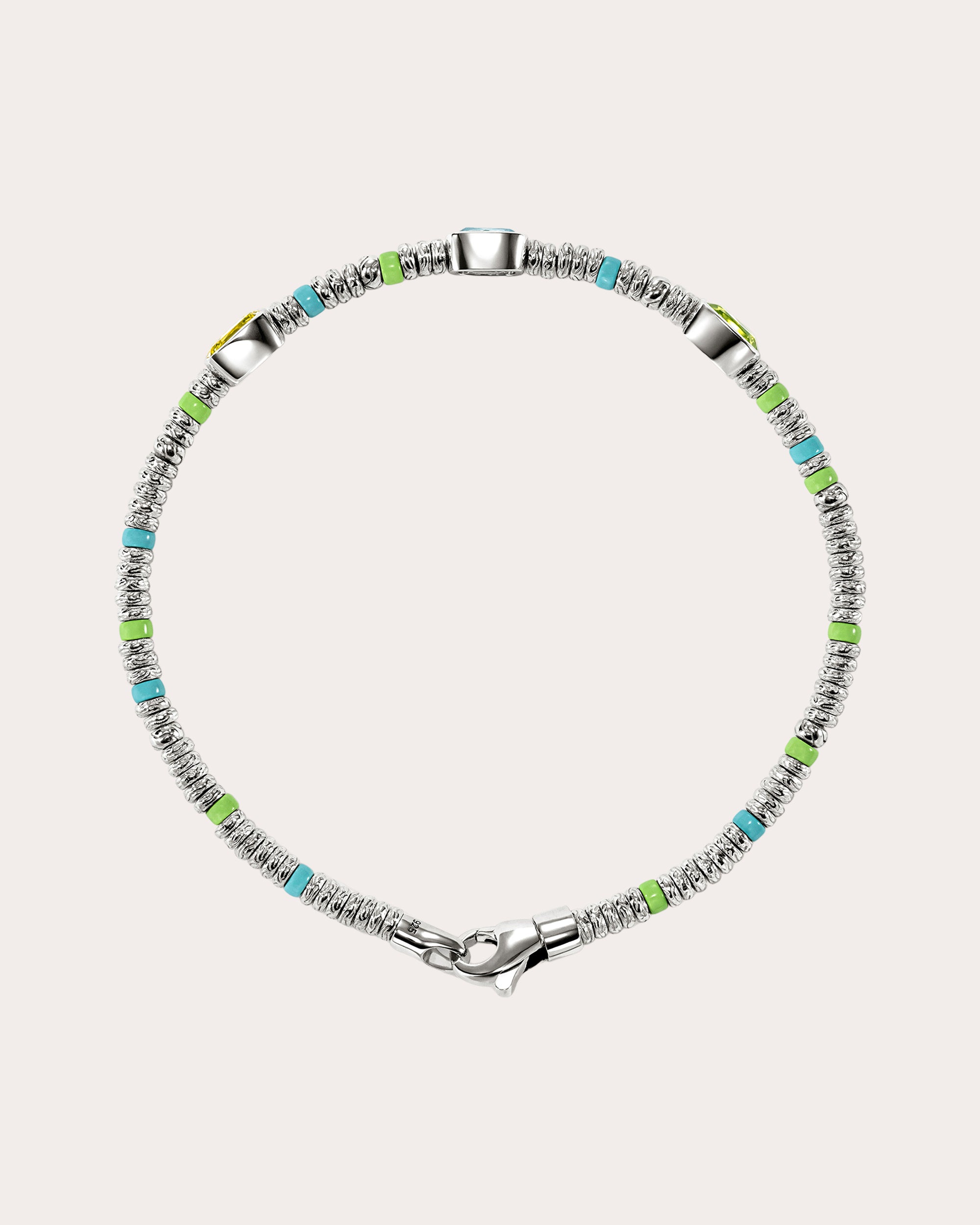 Peridot & Lemon Quartz Heishi Gem Bracelet