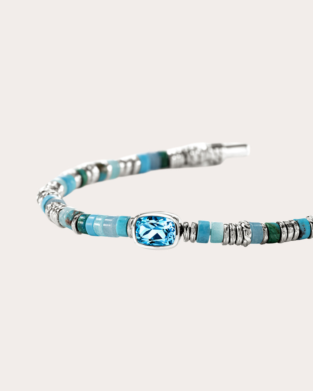 Swiss Blue Topaz Heishi Gem Bracelet