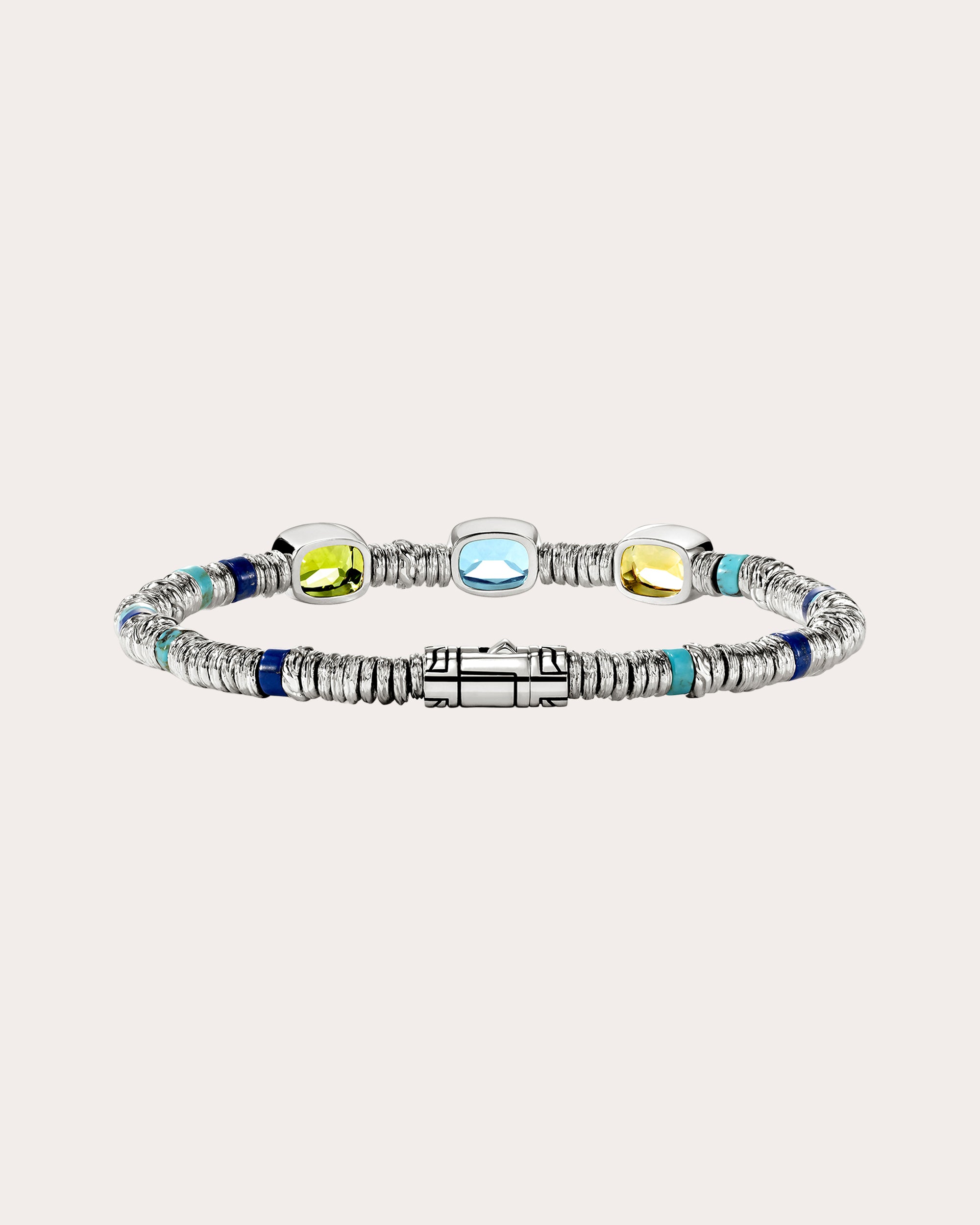 Peridot & Blue Topaz Heishi Gem Bracelet