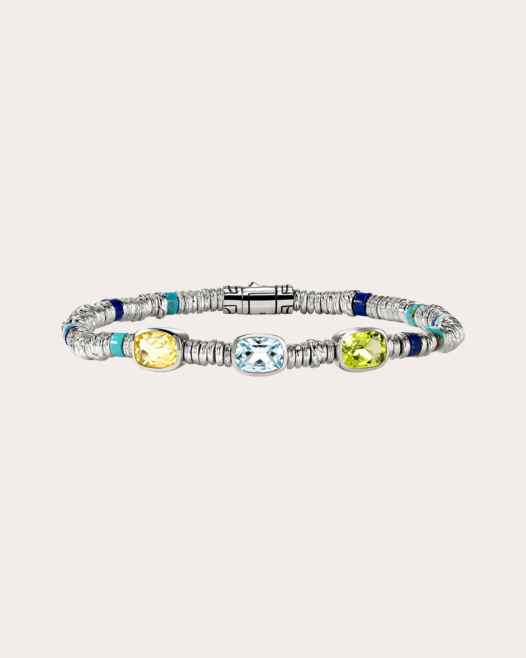 Peridot & Blue Topaz Heishi Gem Bracelet