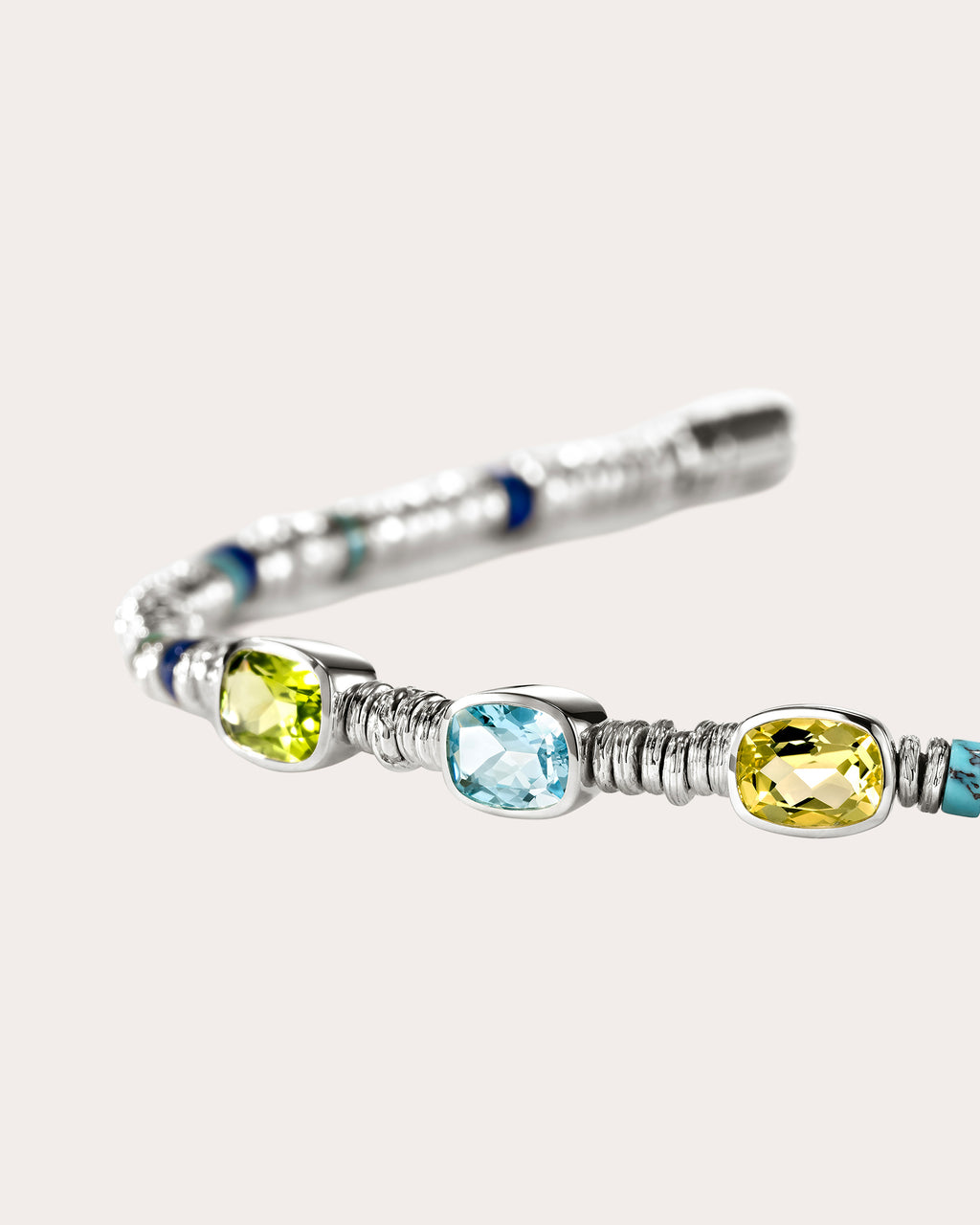 Peridot & Blue Topaz Heishi Gem Bracelet