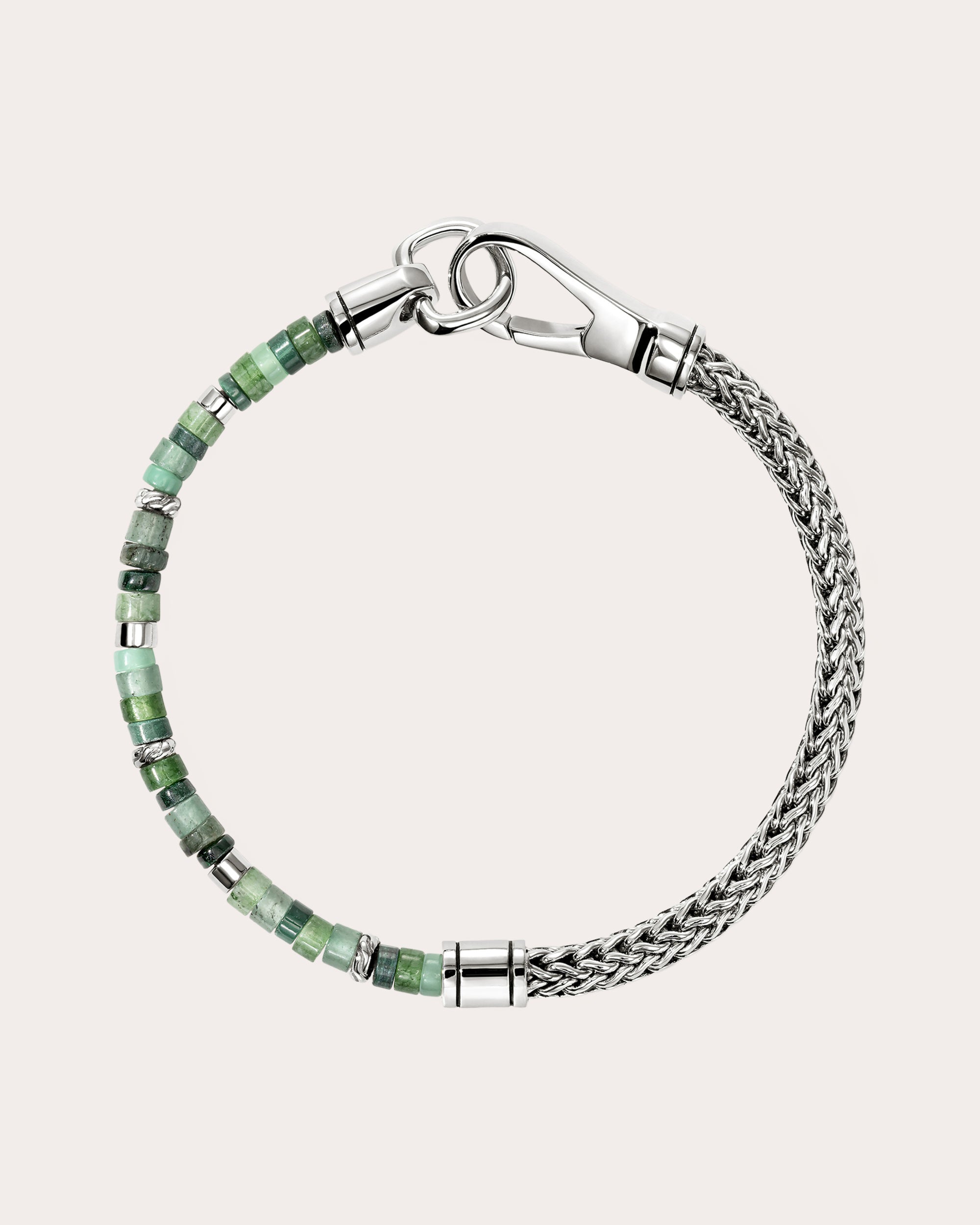 Emerald & Malachite Heishi Chain Bracelet
