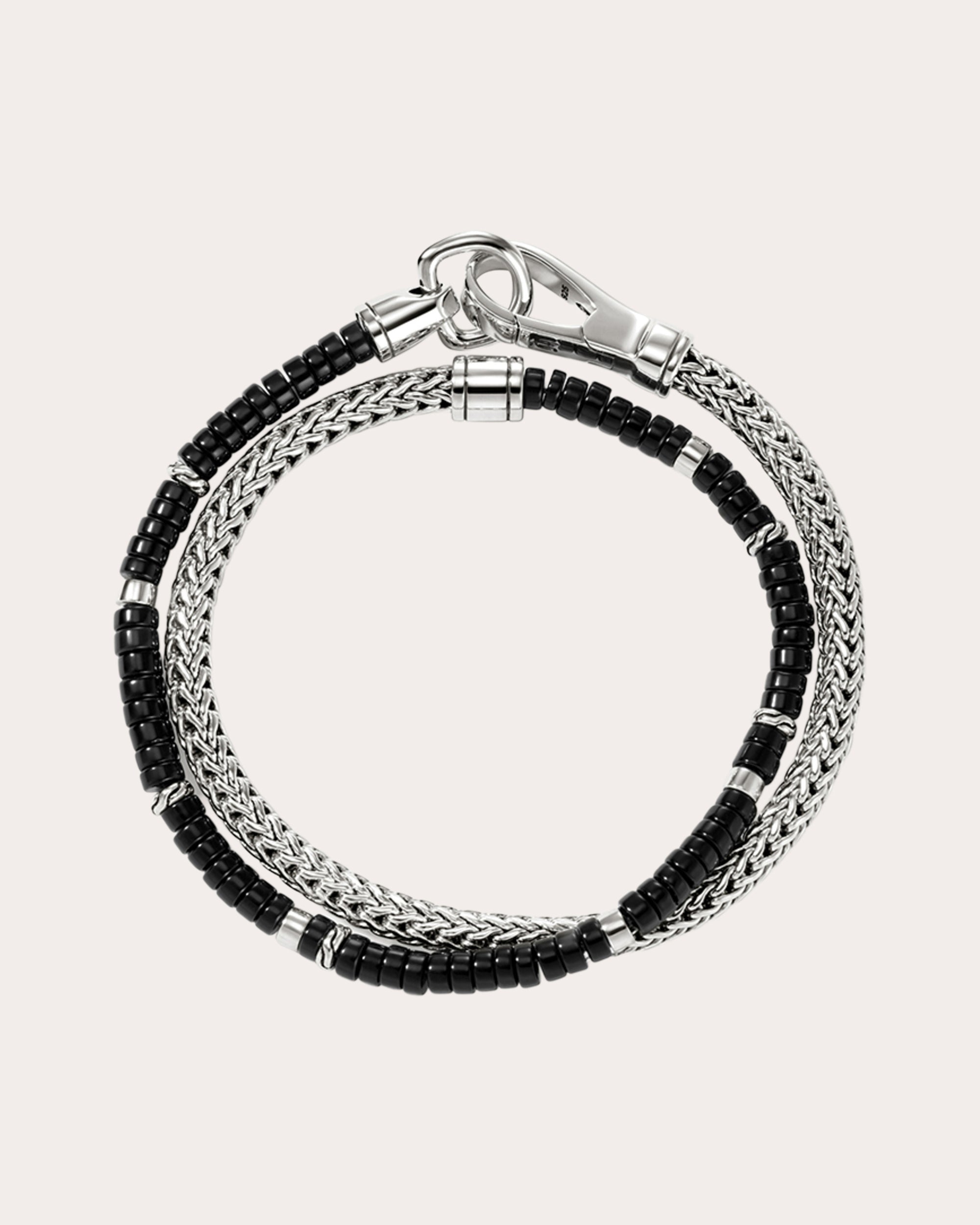 Black Onyx Heishi Chain Wrap Bracelet