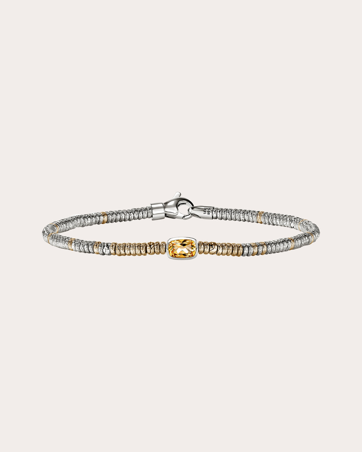 Citrine Two-Tone Heishi Gem Bracelet