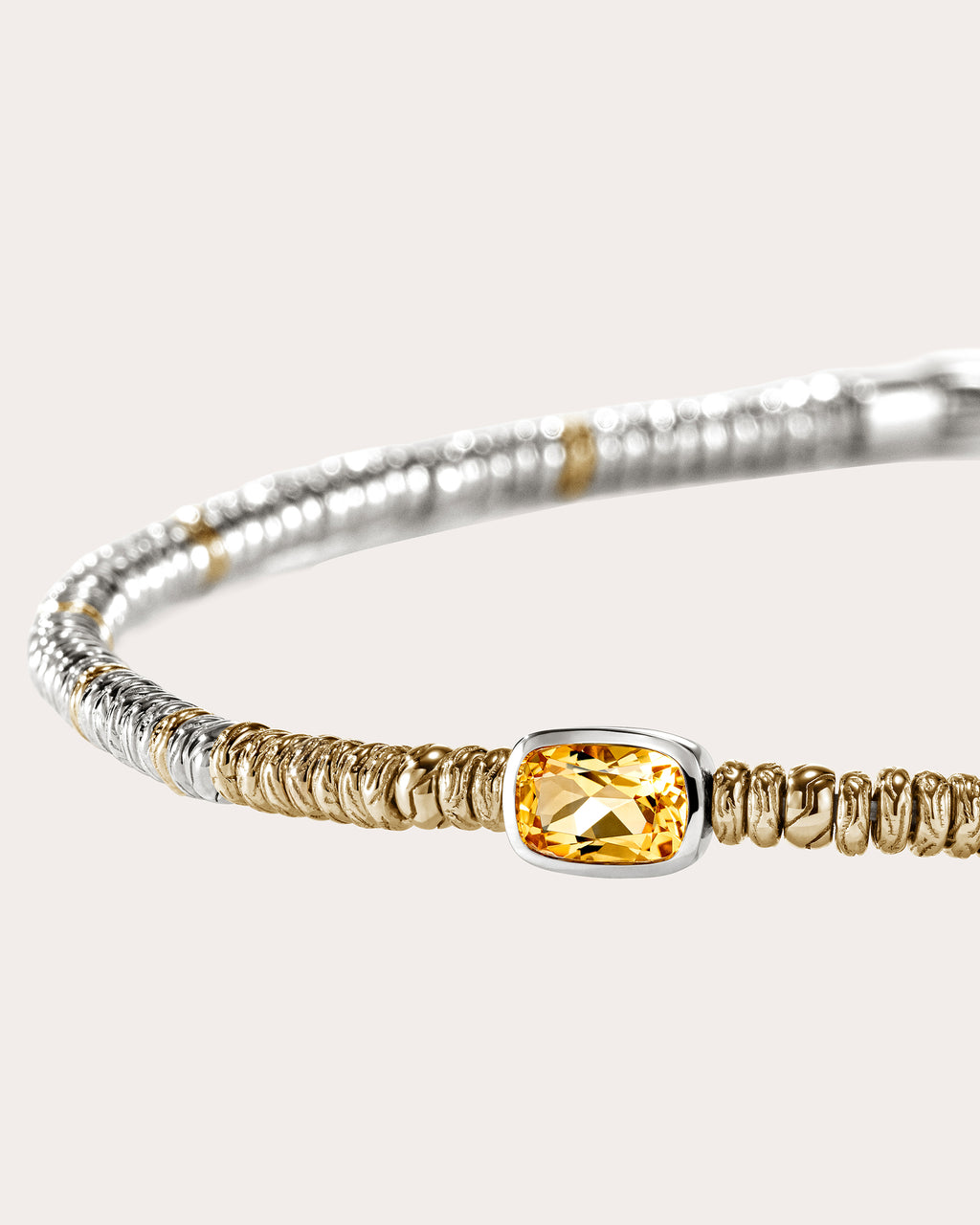 Citrine Two-Tone Heishi Gem Bracelet