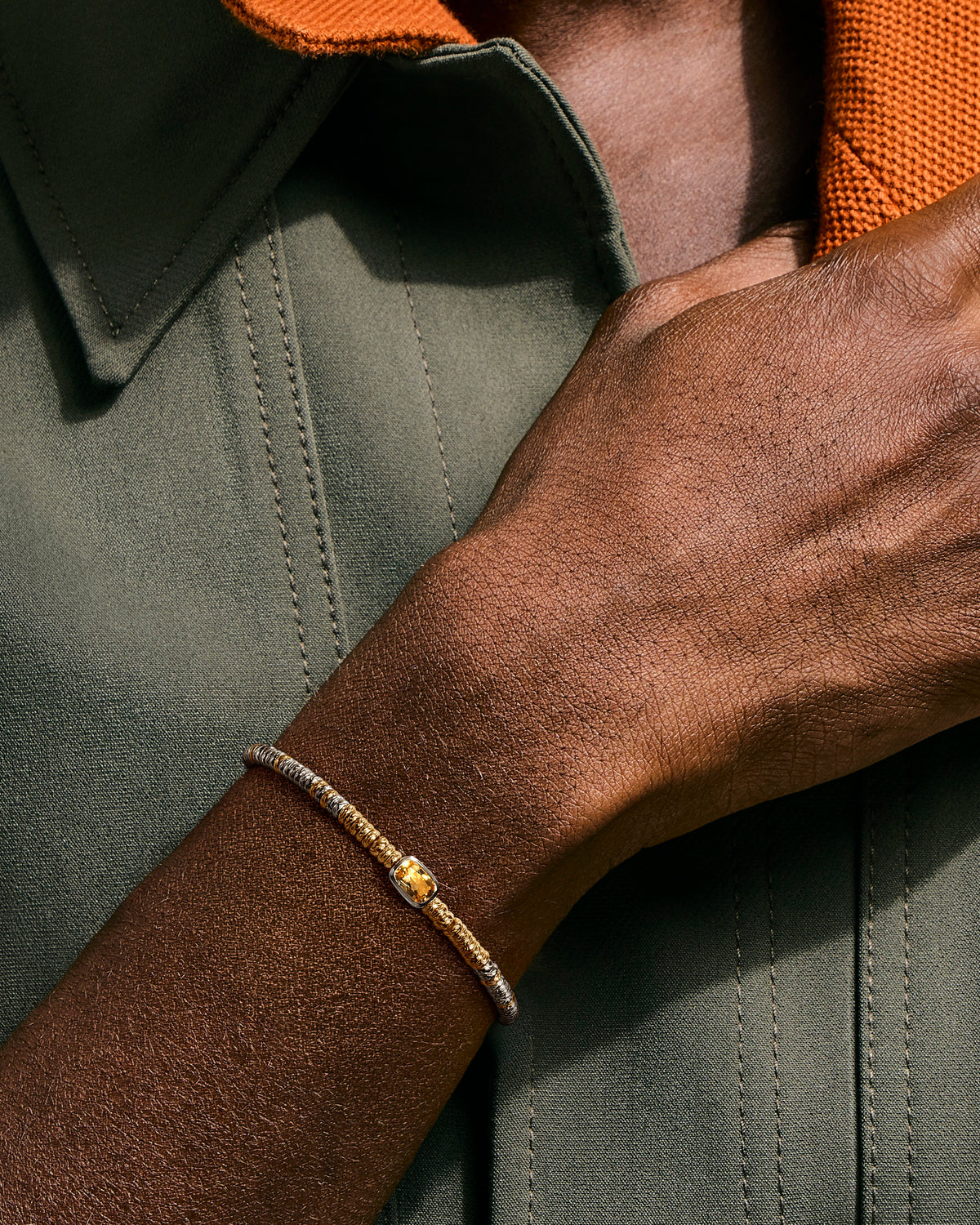 Citrine Two-Tone Heishi Gem Bracelet