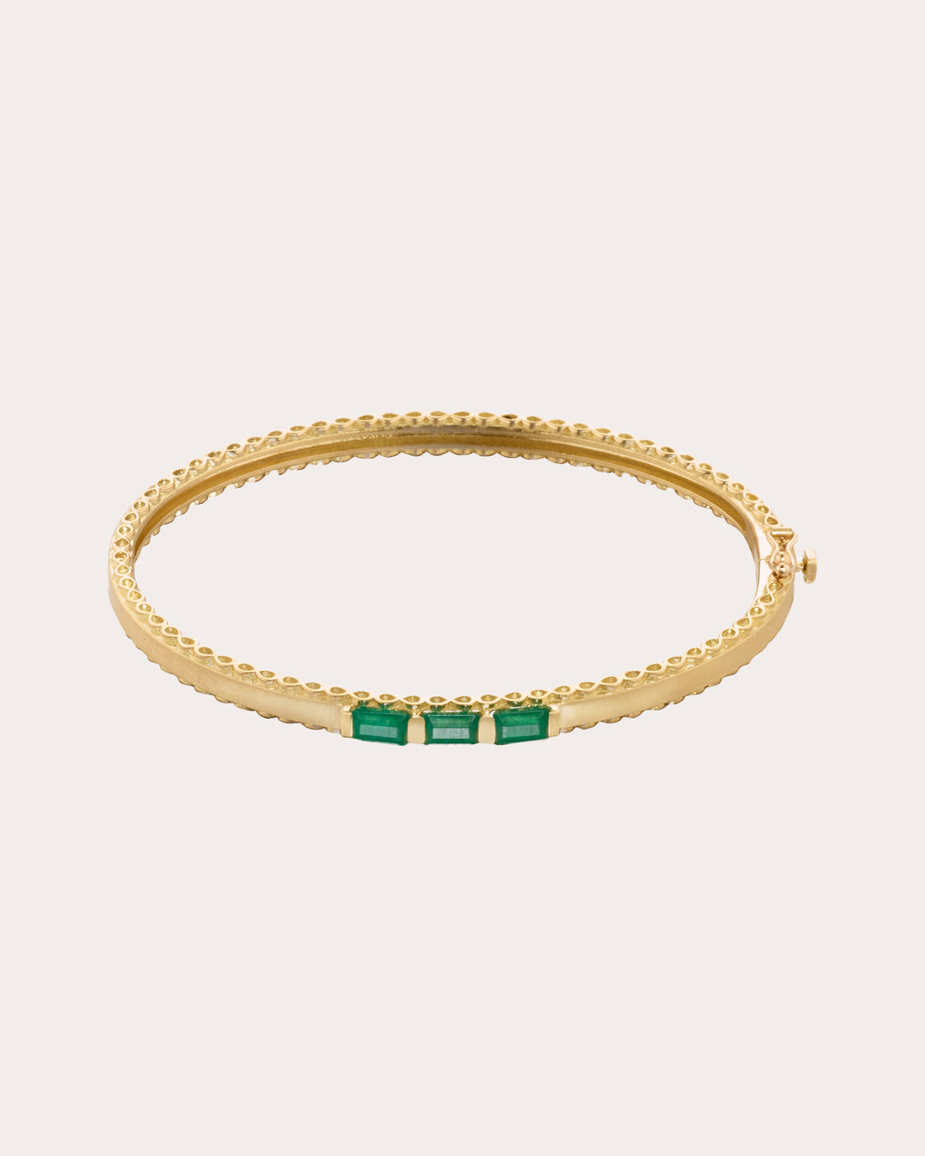 Emerald & 18k Gold Three in a Row Bangle