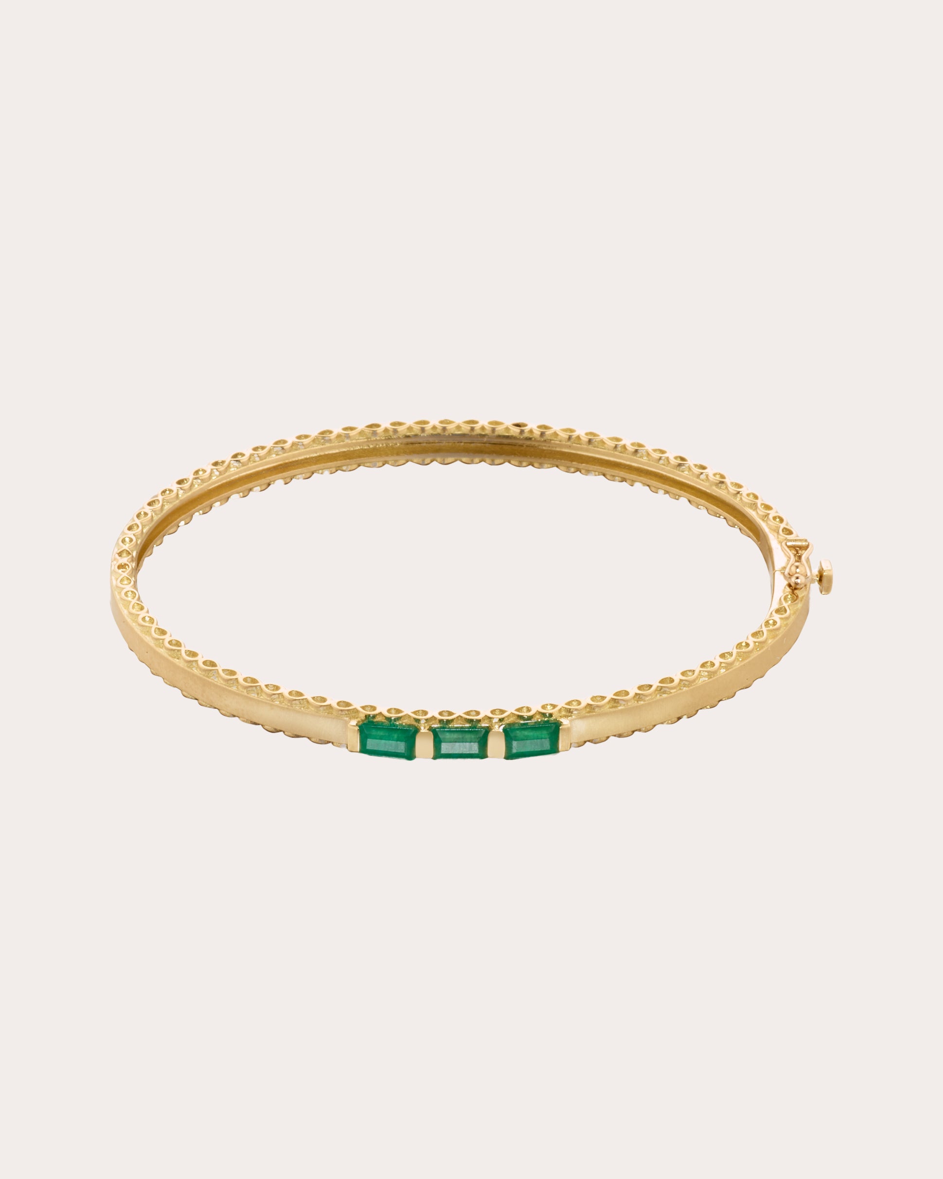 Emerald & 18k Gold Three in a Row Bangle