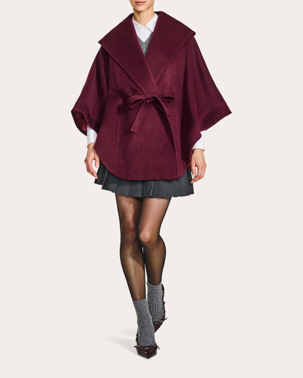 Baby Alpaca Cape with Shawl Collar and Belt