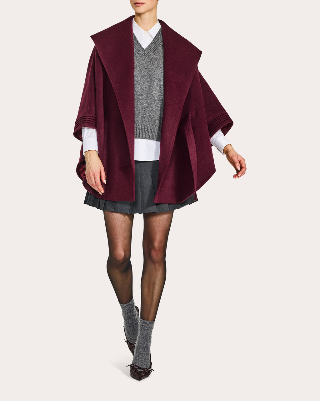 Baby Alpaca Cape with Shawl Collar and Belt