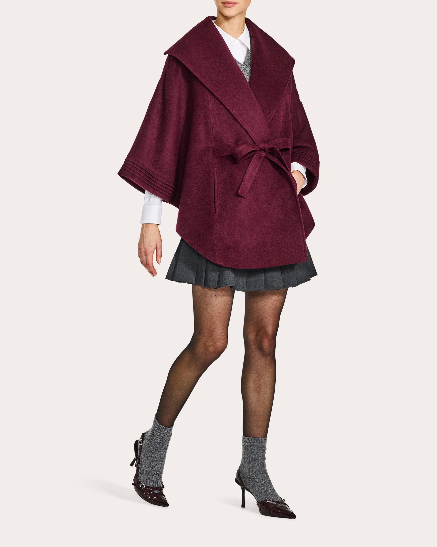 Baby Alpaca Cape with Shawl Collar and Belt