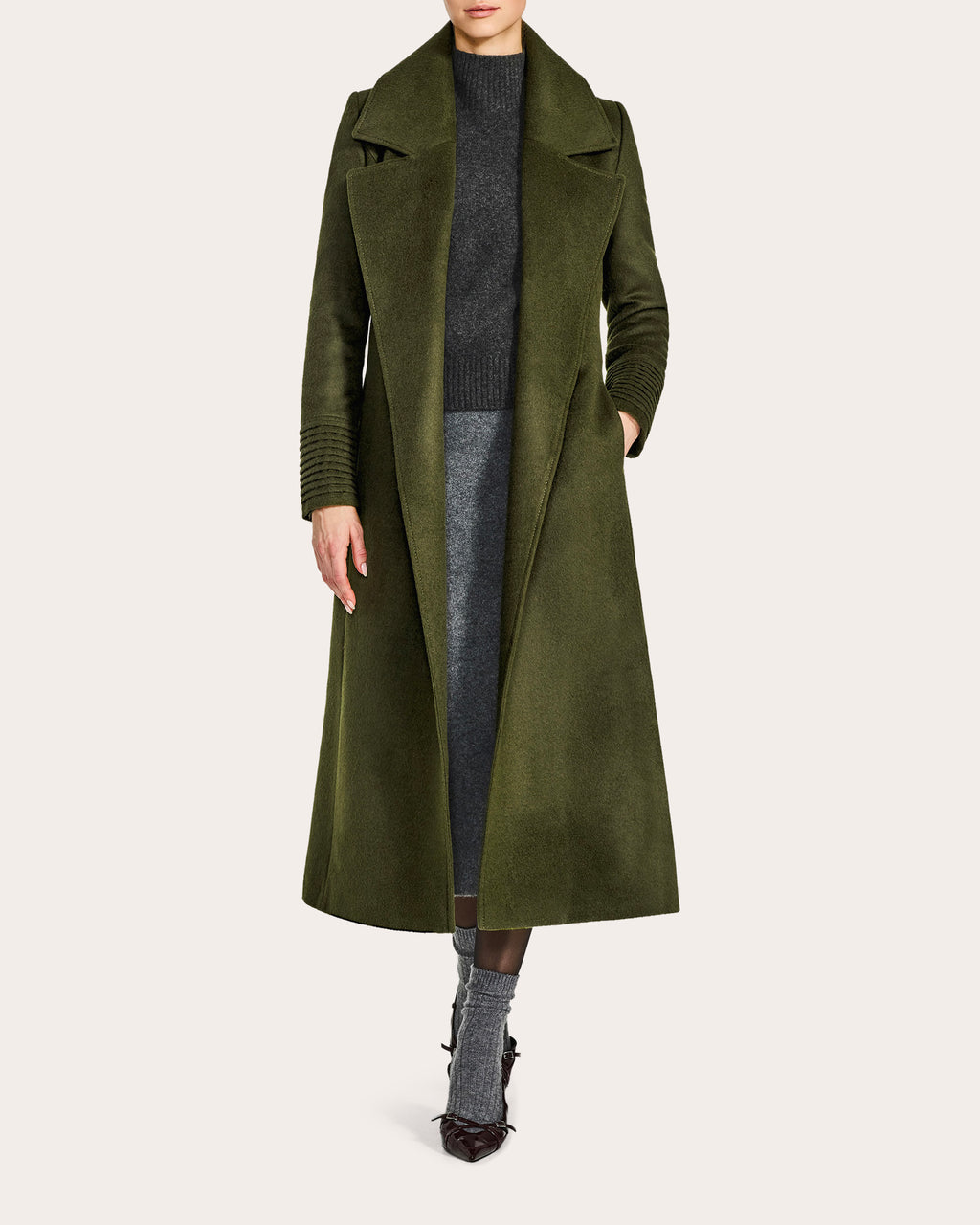 Alpaca Wool Oversized Notch Collar Long Wrap Coat