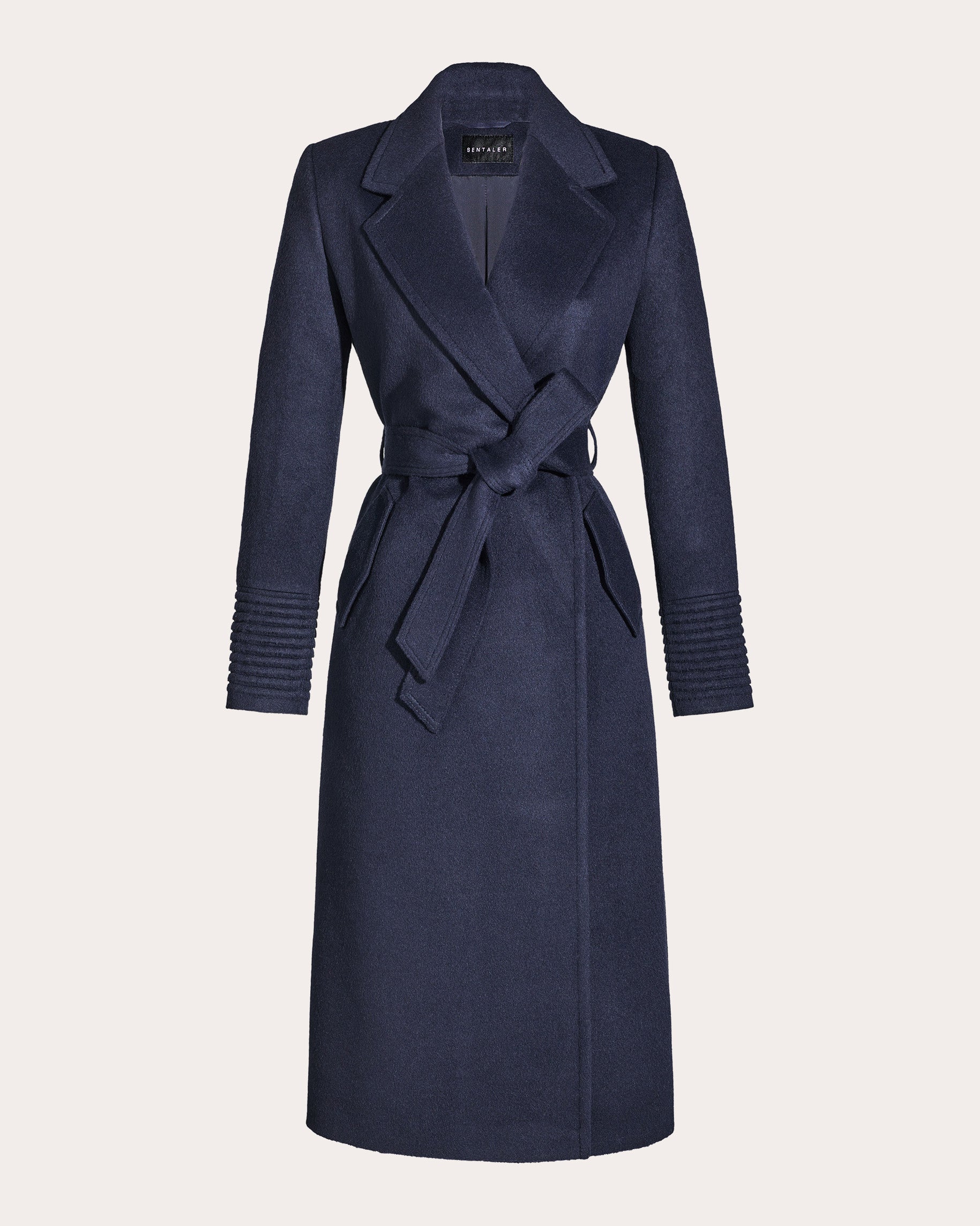 Alpaca Wool Notch Collar Long Wrap Coat