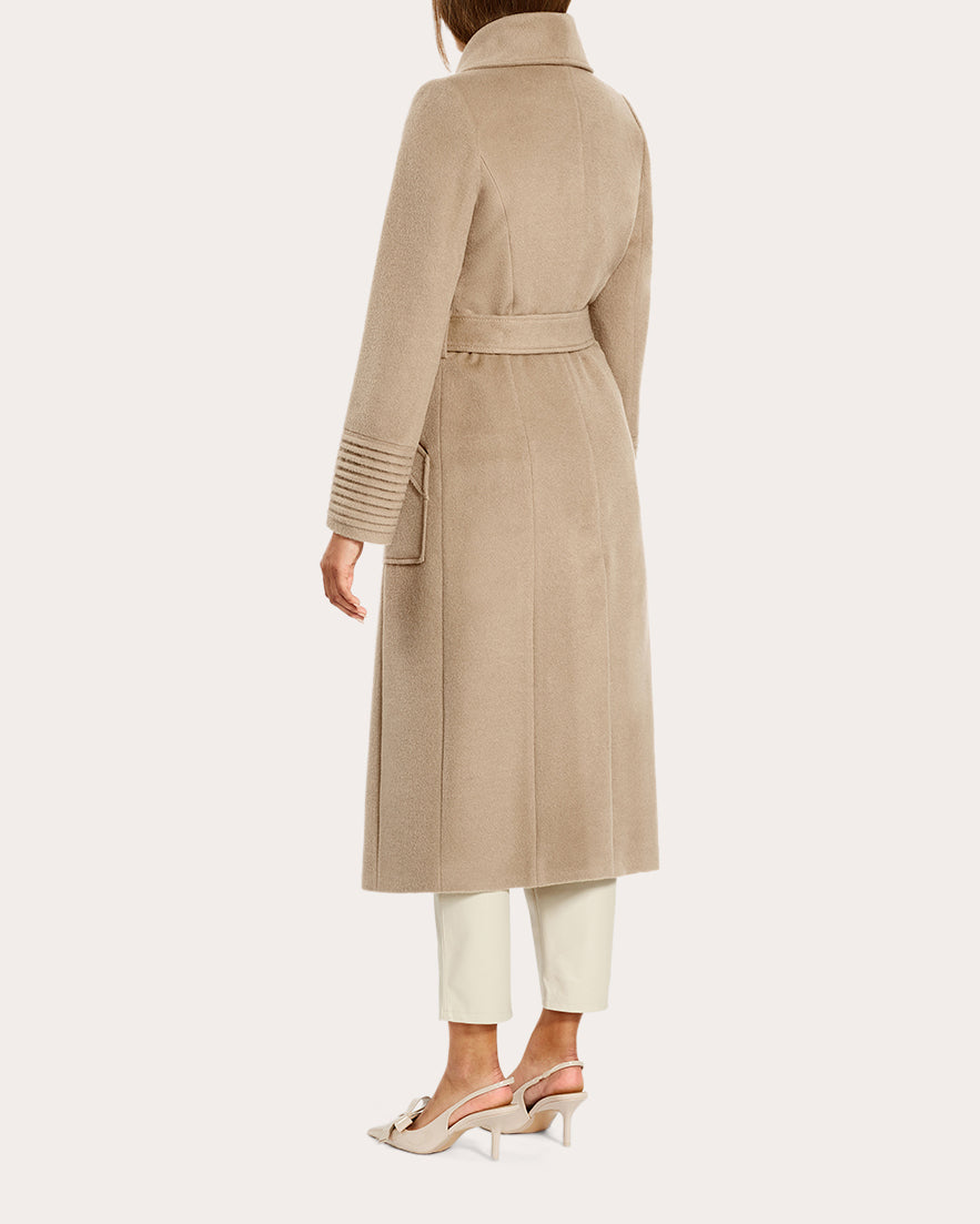 Baby Alpaca Wide Collar Long Wrap Coat