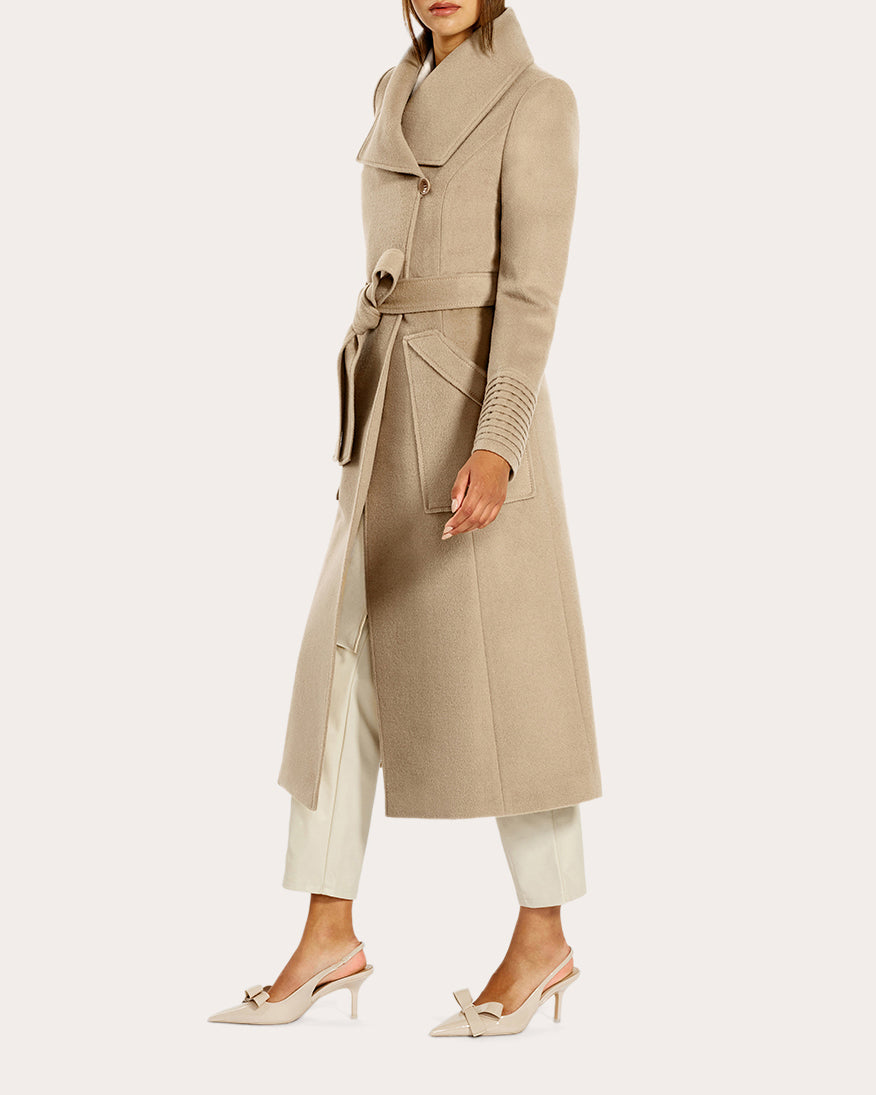 Baby Alpaca Wide Collar Long Wrap Coat