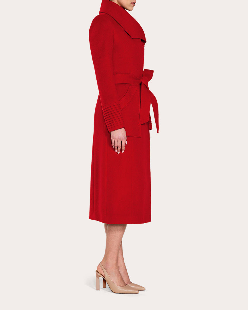 Baby Alpaca Wide Collar Long Wrap Coat