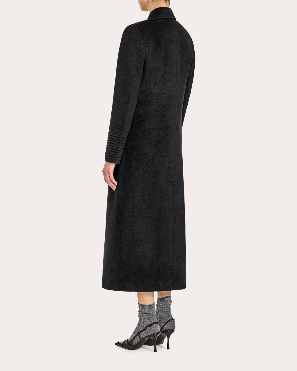 Alpaca Wool Peaked Double-Breasted Maxi Coat