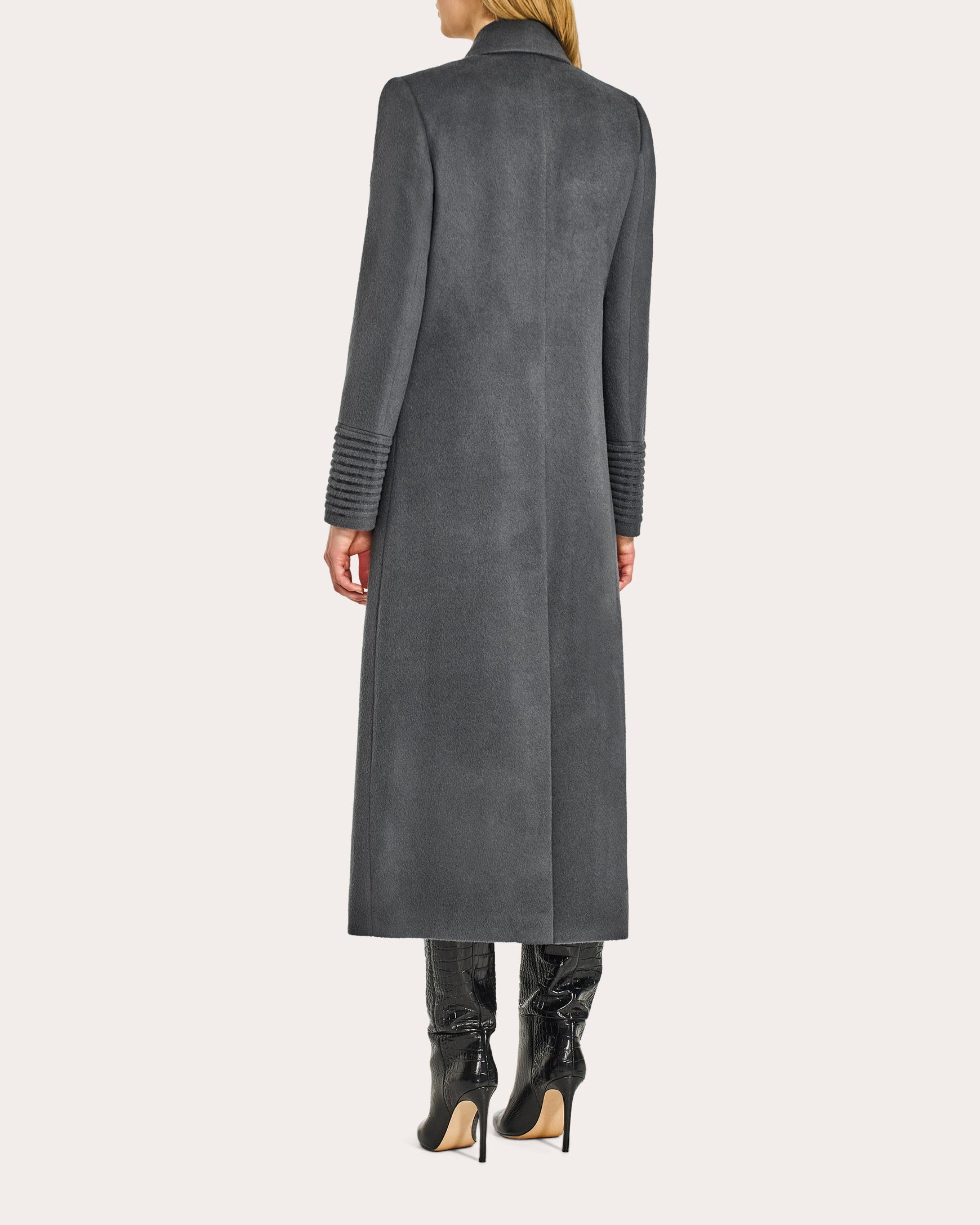 Alpaca Wool Peaked Double-Breasted Maxi Coat