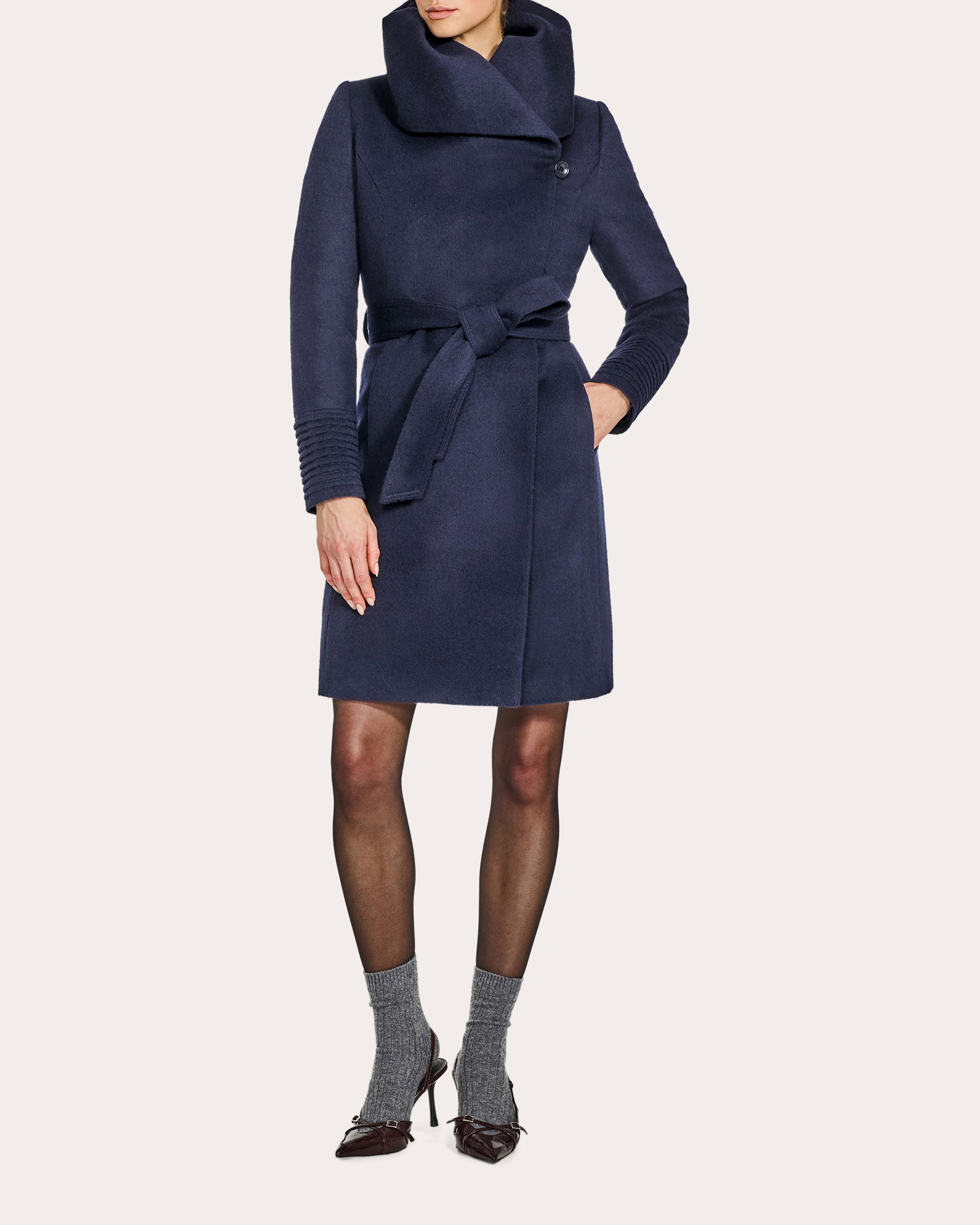 Suri Alpaca Shawl Collar Long Wrap Coat | Olivela