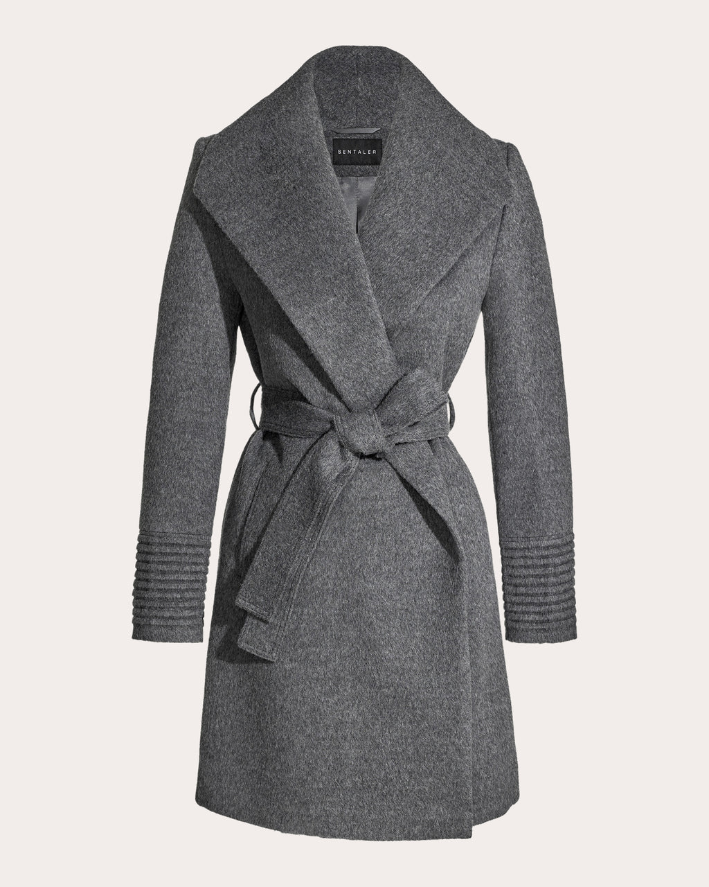 Alpaca Wool Shawl-Collar Midi Wrap Coat