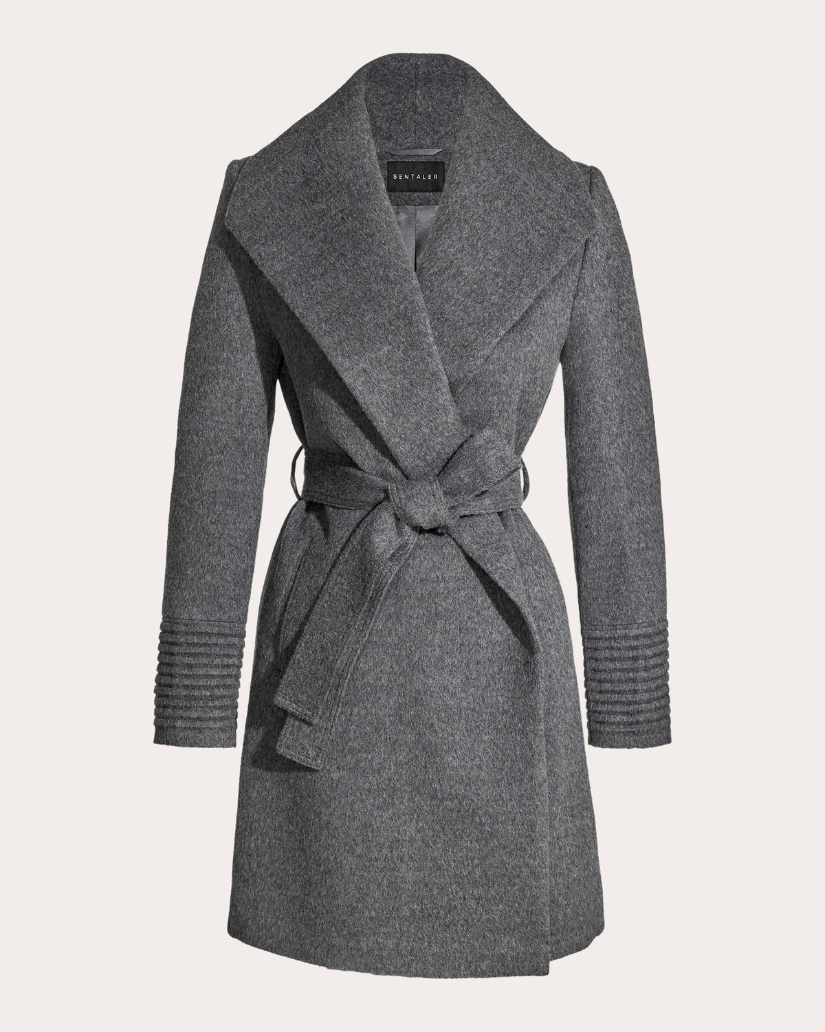 Alpaca Wool Shawl-Collar Midi Wrap Coat