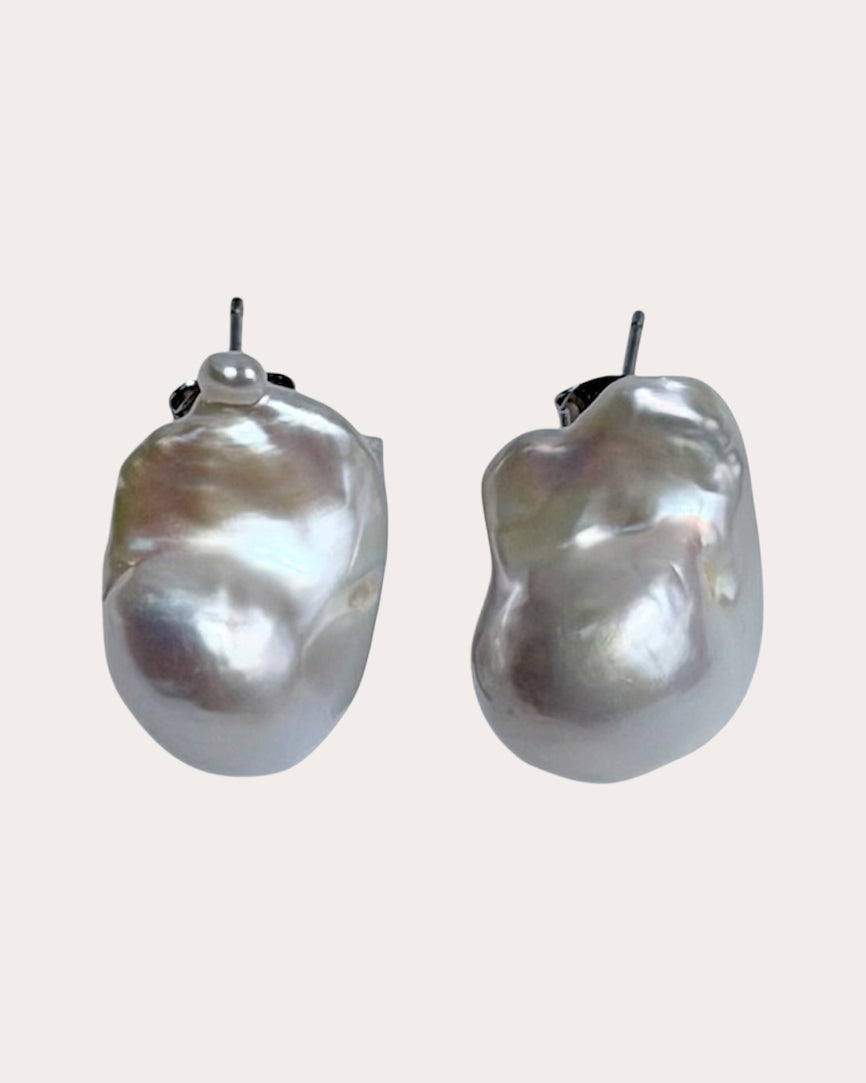 Baroque Pearl Statement Stud Earrings
