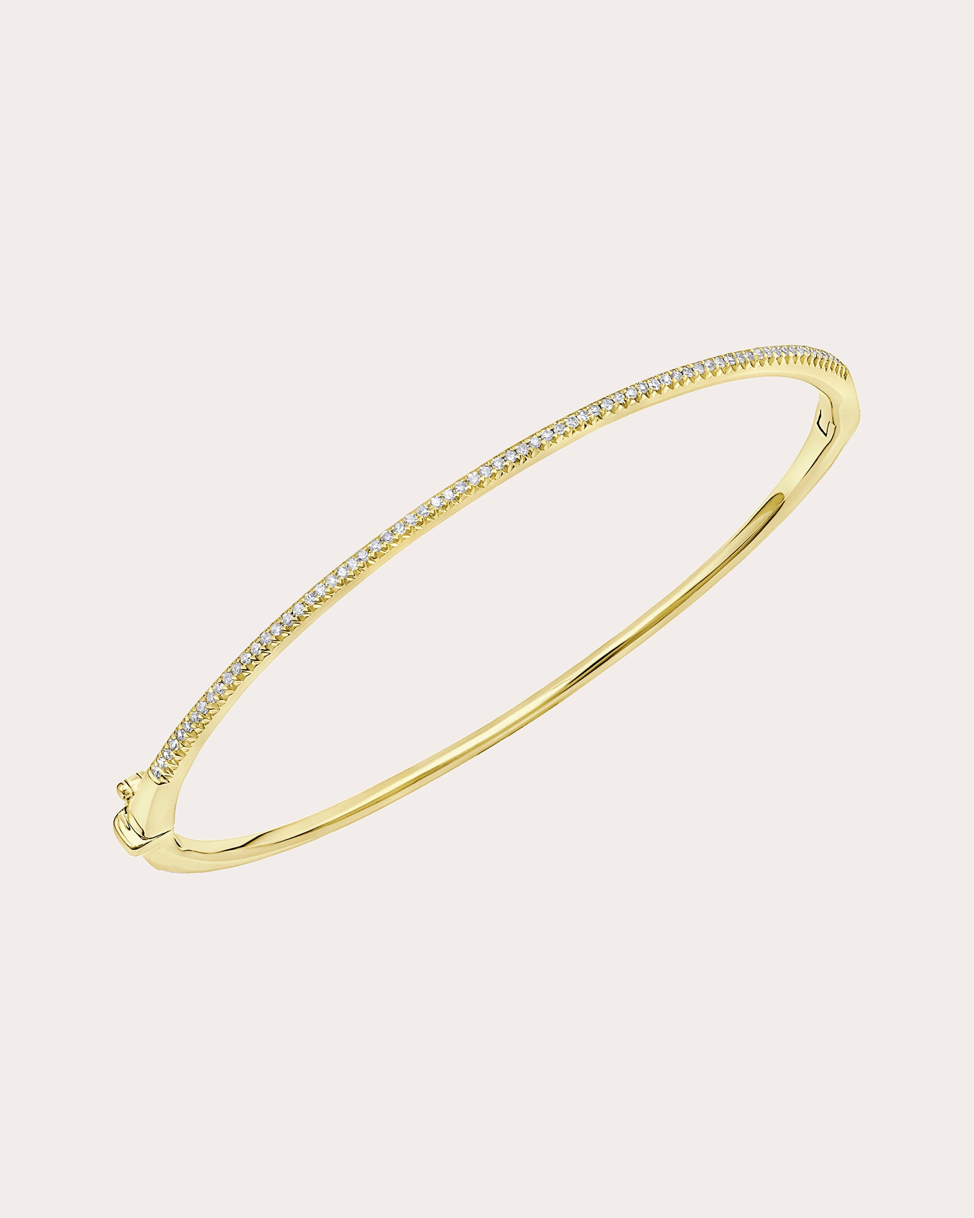 Diamond & 14k Gold Pavé Oval Bangle | Olivela