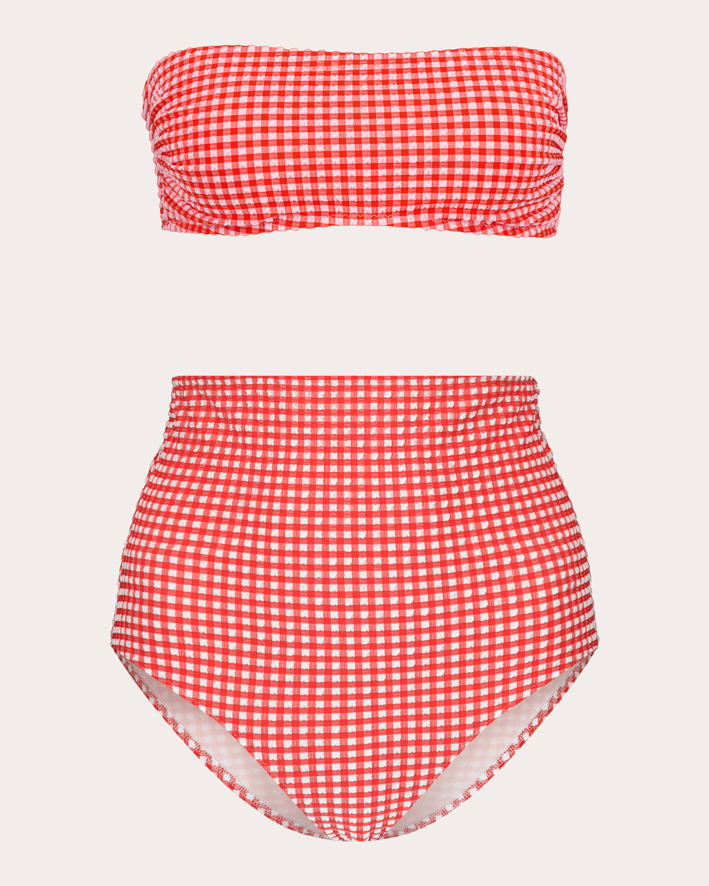 Ara Gingham High-Rise Bikini Bottoms